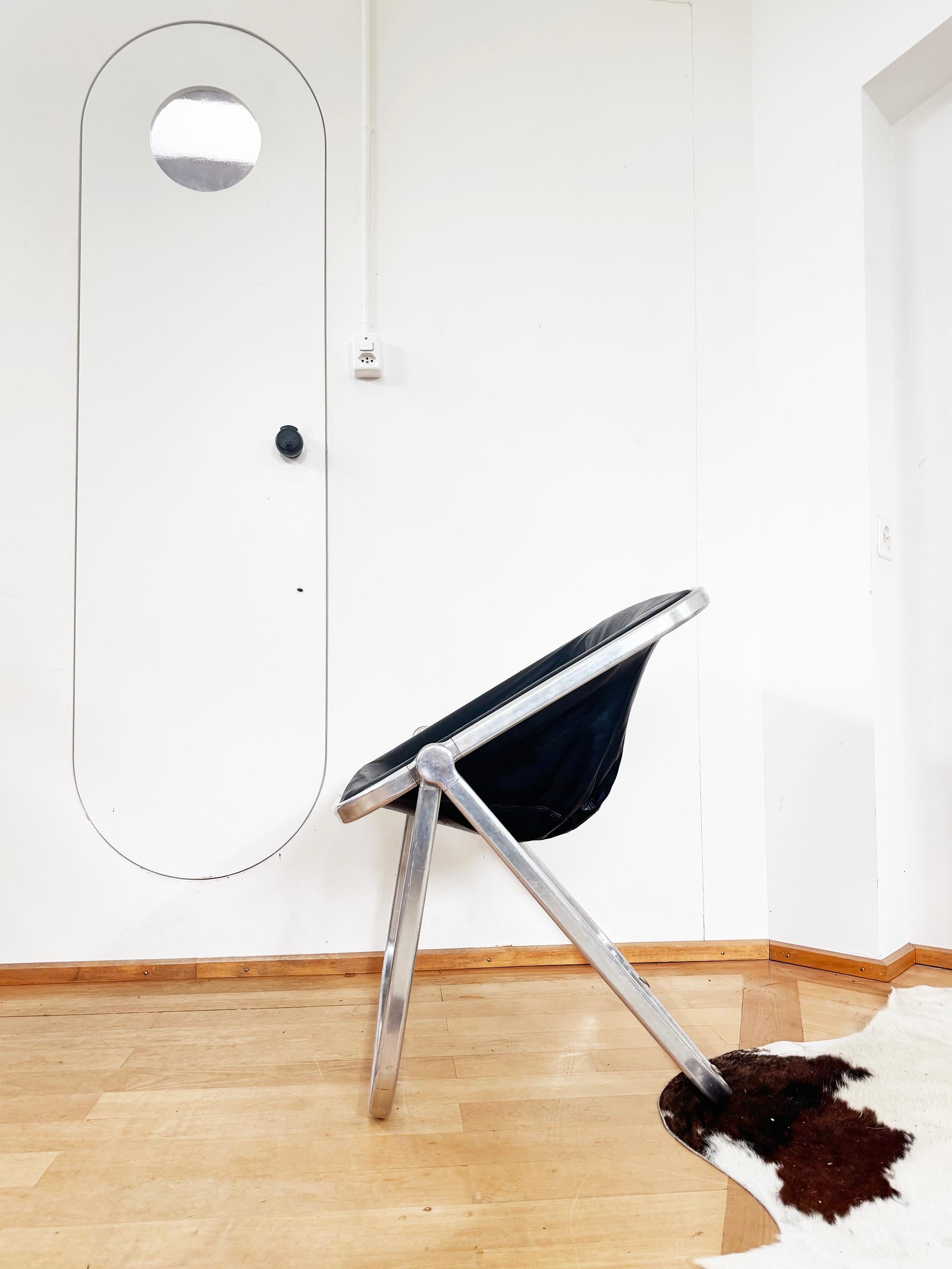 Paar, Schwarzes Leder Chrom Giancarlo Piretti Plona Stühle Castelli - Italien, 1969 im Angebot 5