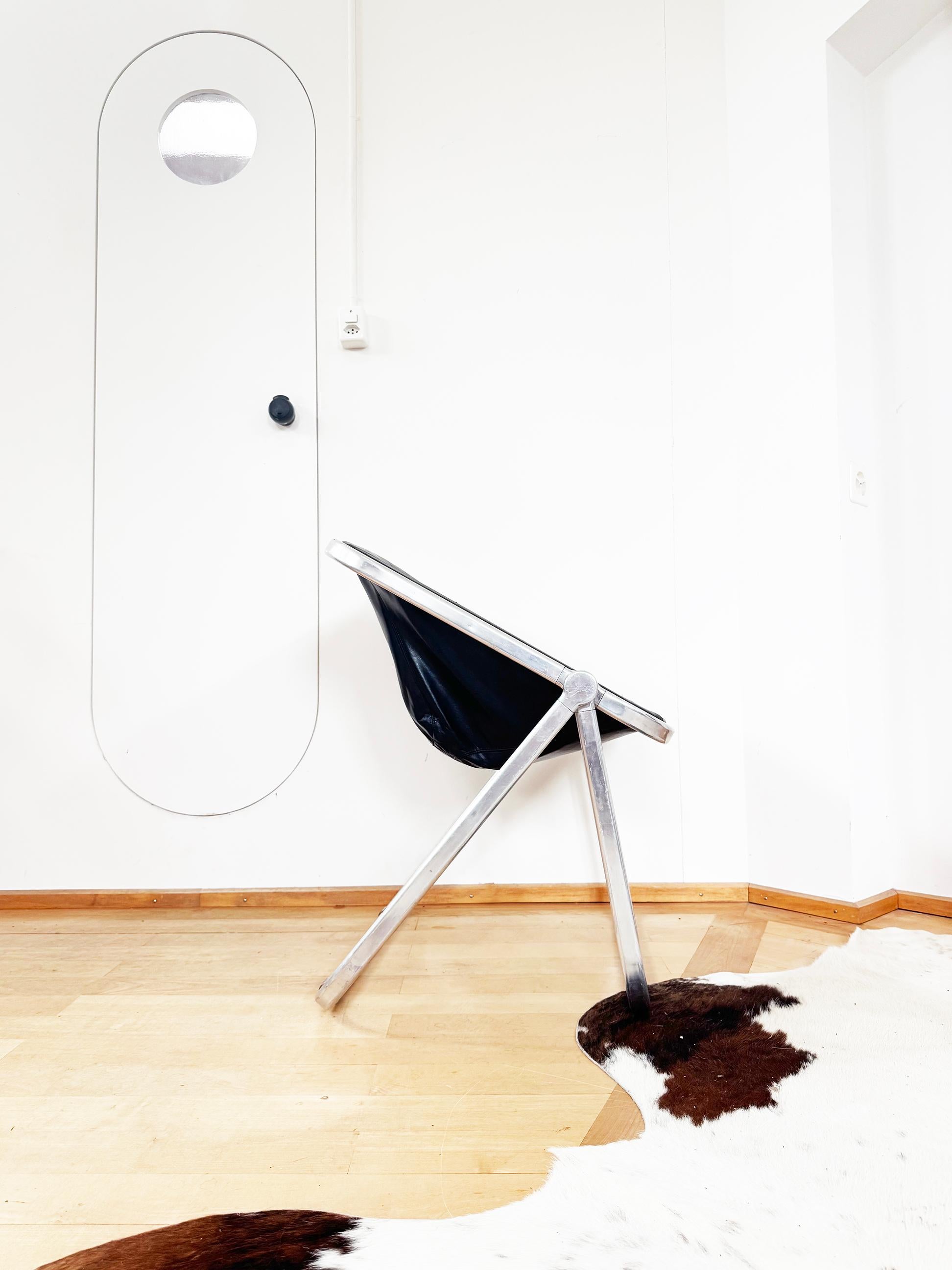 Paar, Schwarzes Leder Chrom Giancarlo Piretti Plona Stühle Castelli - Italien, 1969 im Angebot 8