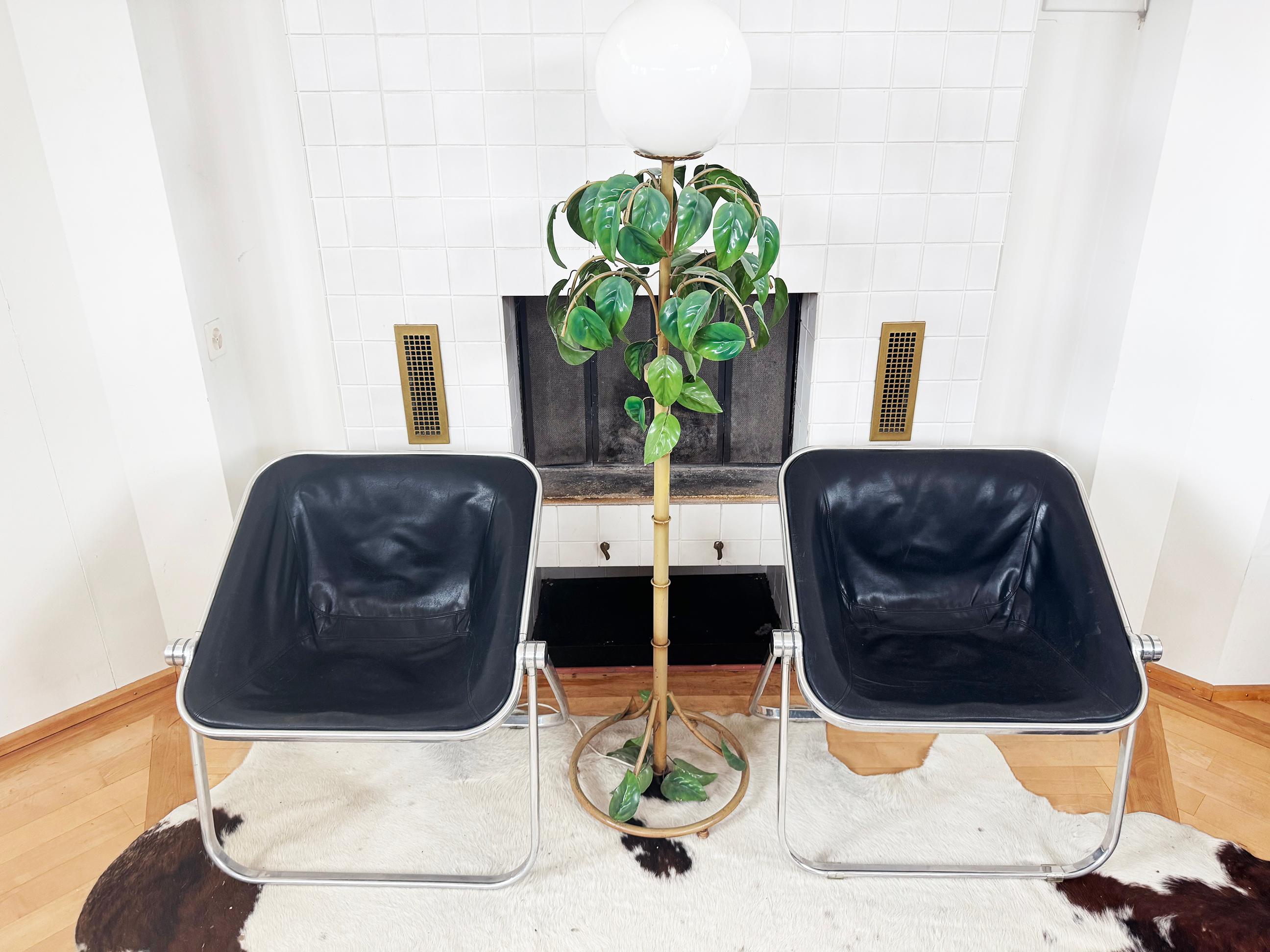 Paar, Schwarzes Leder Chrom Giancarlo Piretti Plona Stühle Castelli - Italien, 1969 im Zustand „Gut“ im Angebot in Basel, BS