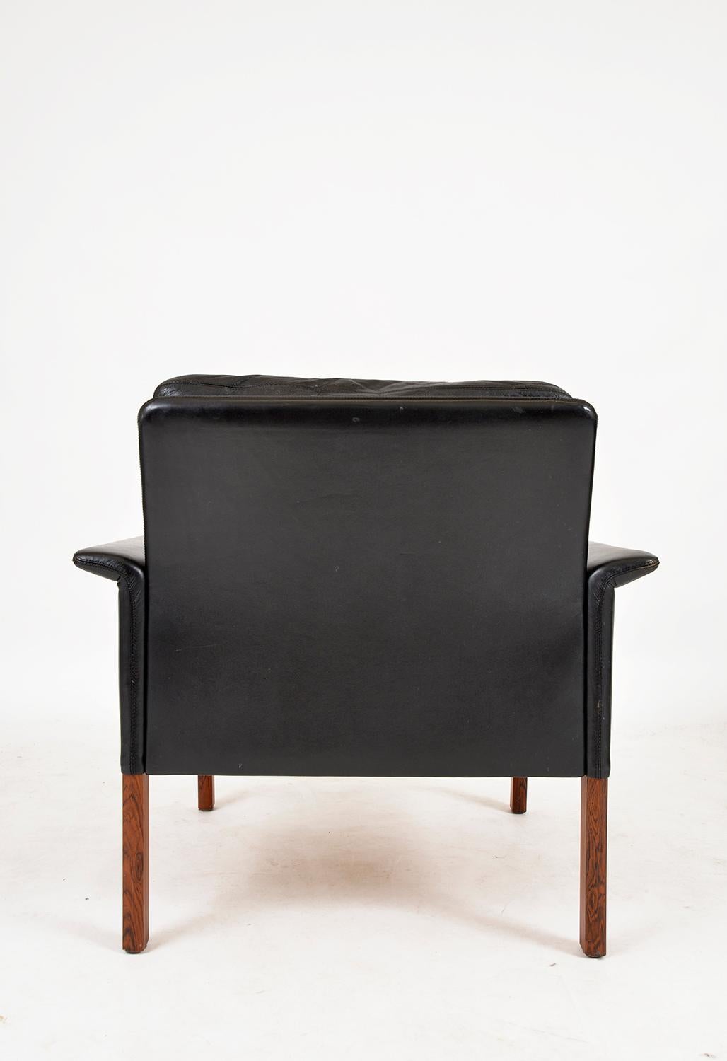 Pair Black Leather Lounge Chairs Model 500 by Hans Olsen CS Møbler Denmark 1960s 6
