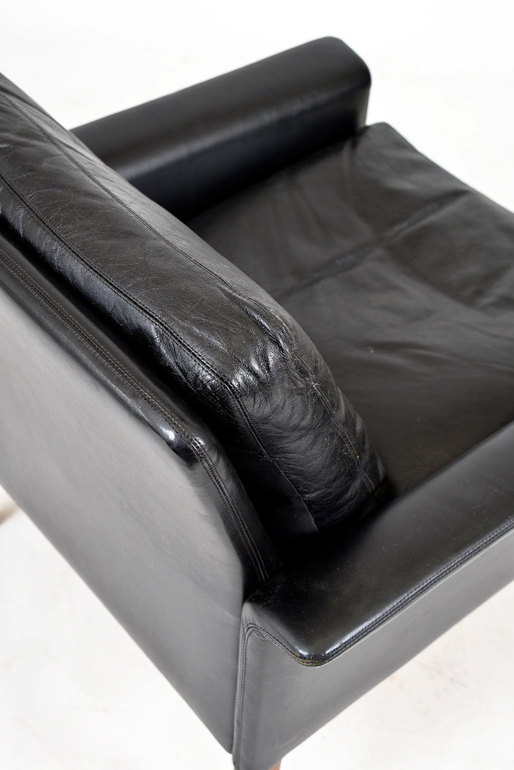 Pair Black Leather Lounge Chairs Model 500 by Hans Olsen CS Møbler Denmark 1960s 7