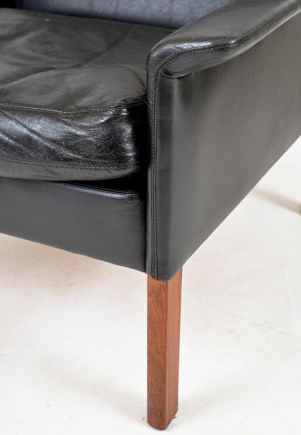 Pair Black Leather Lounge Chairs Model 500 by Hans Olsen CS Møbler Denmark 1960s 8