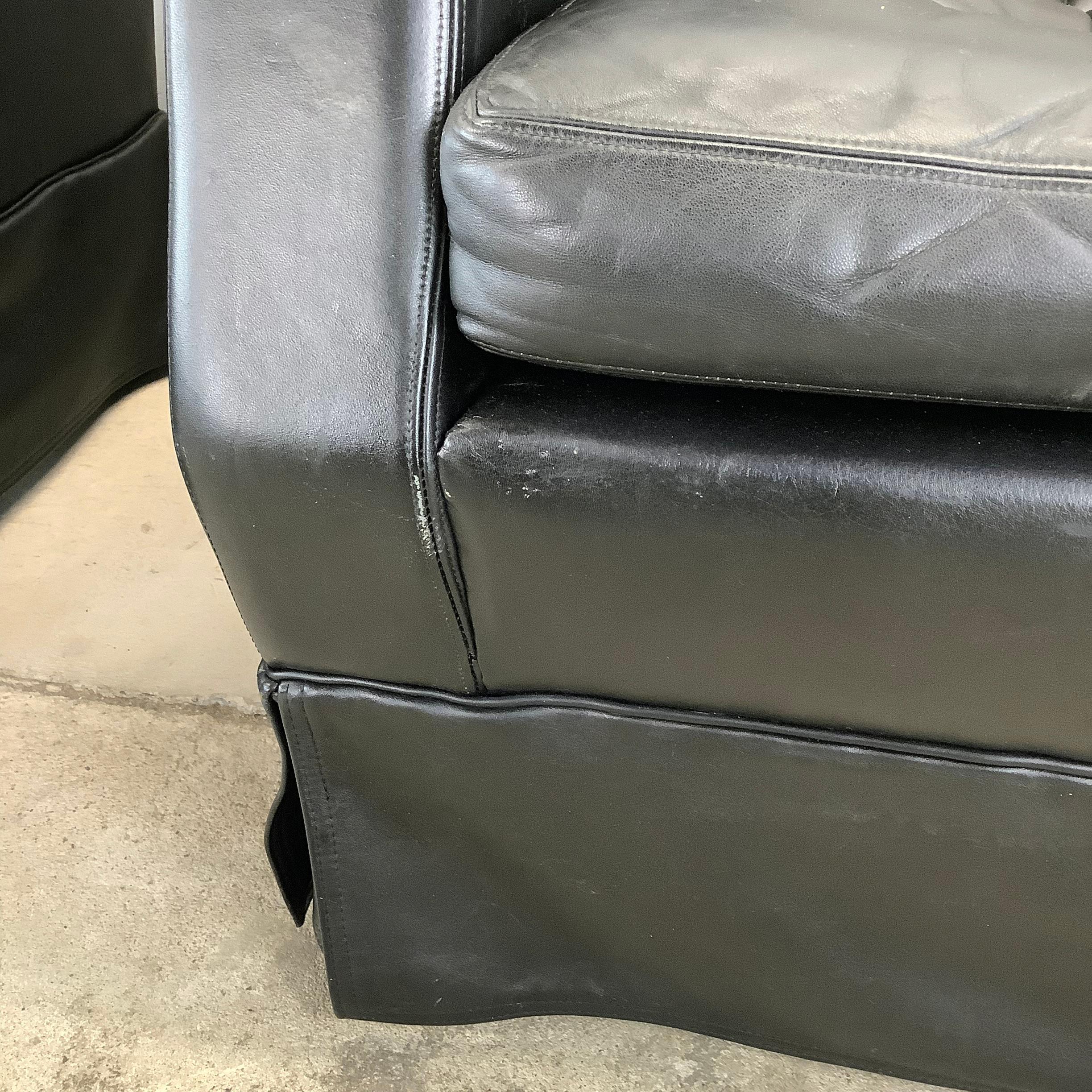 Pair Black Leather Wingback Armchairs With ottoman- Theo Ruth for artifort For Sale 5