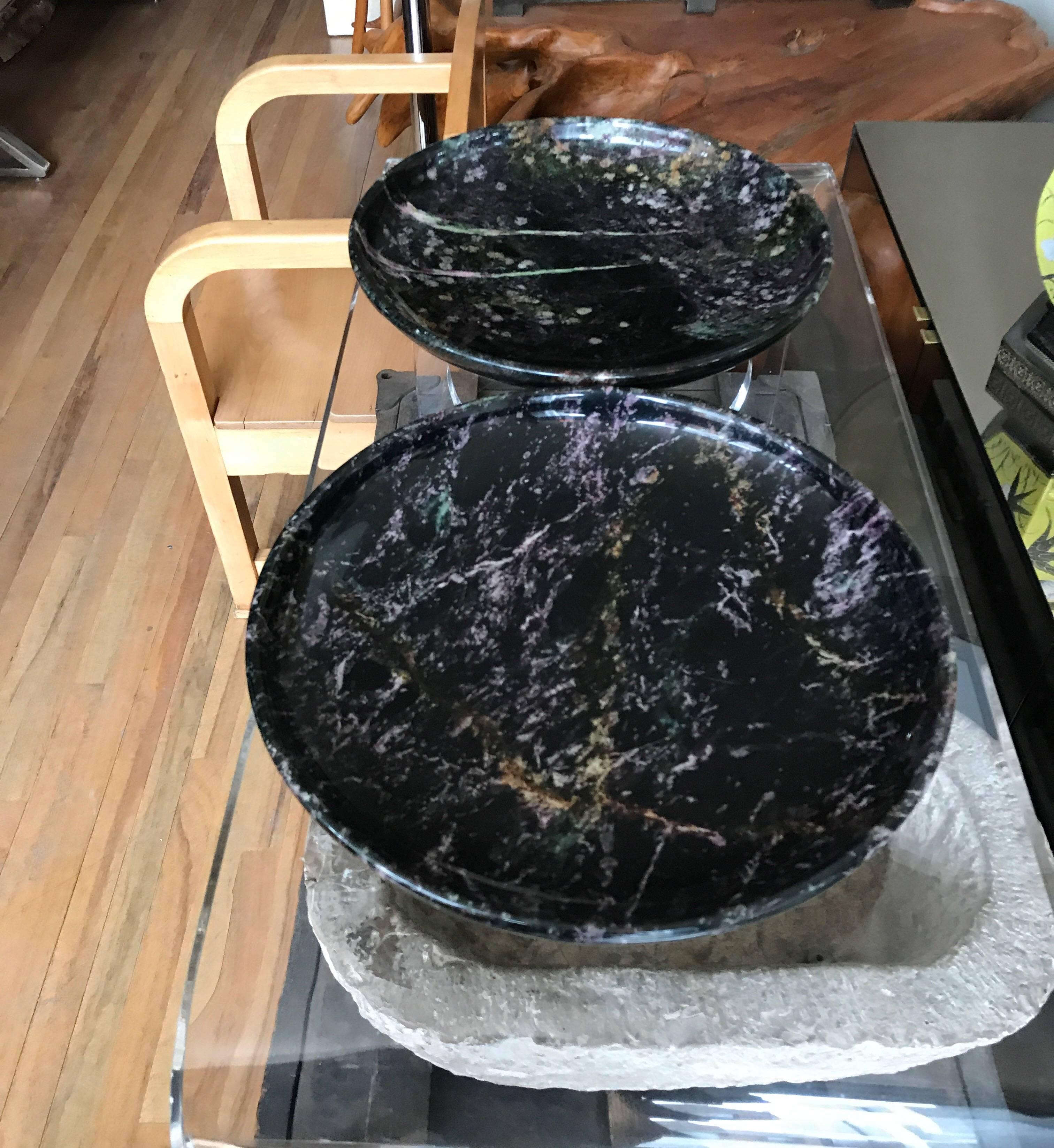 Pair of Black Marble Italian Centerpiece Bowls by Up & Up 1