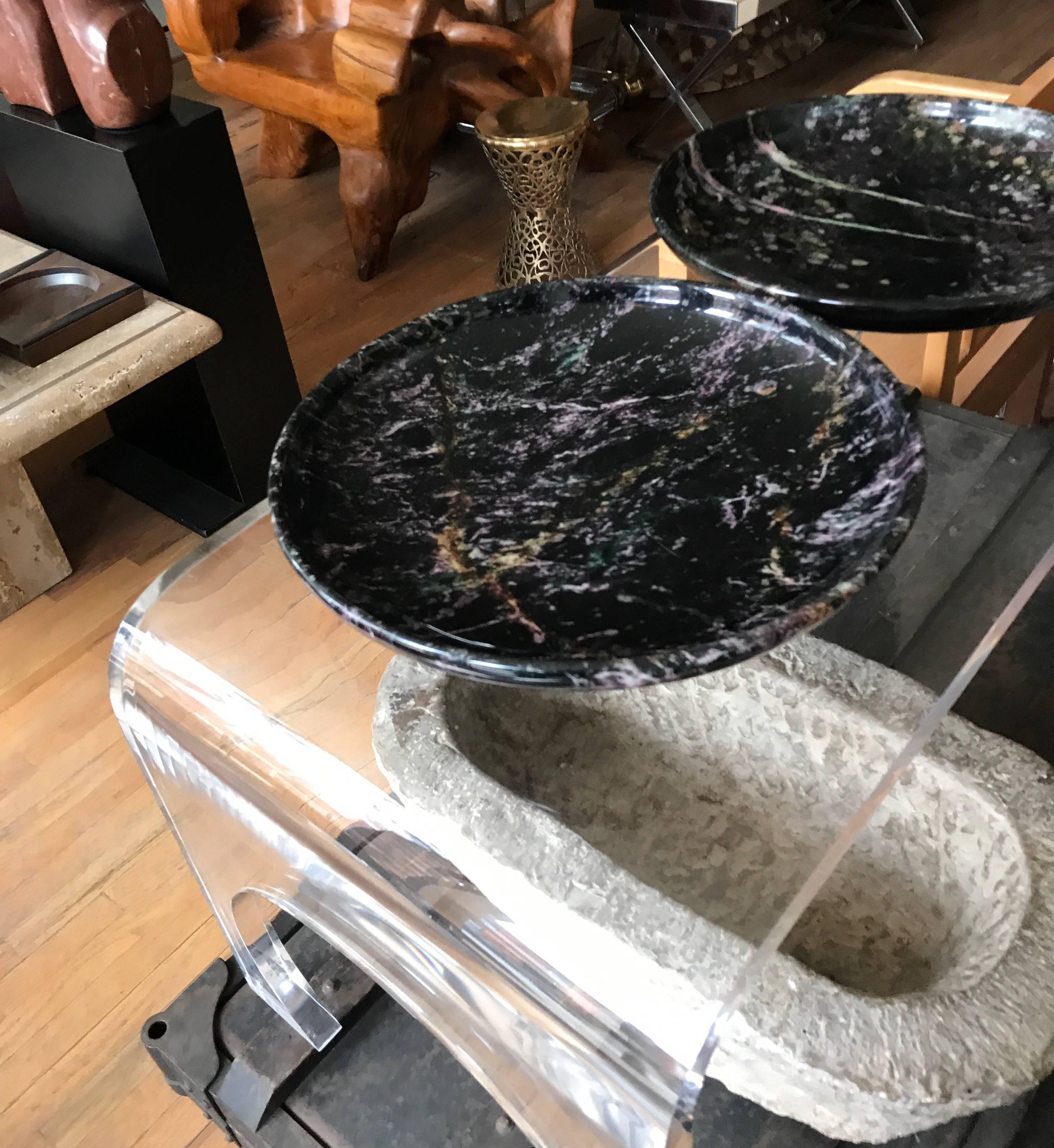 Pair of Black Marble Italian Centerpiece Bowls by Up & Up 2