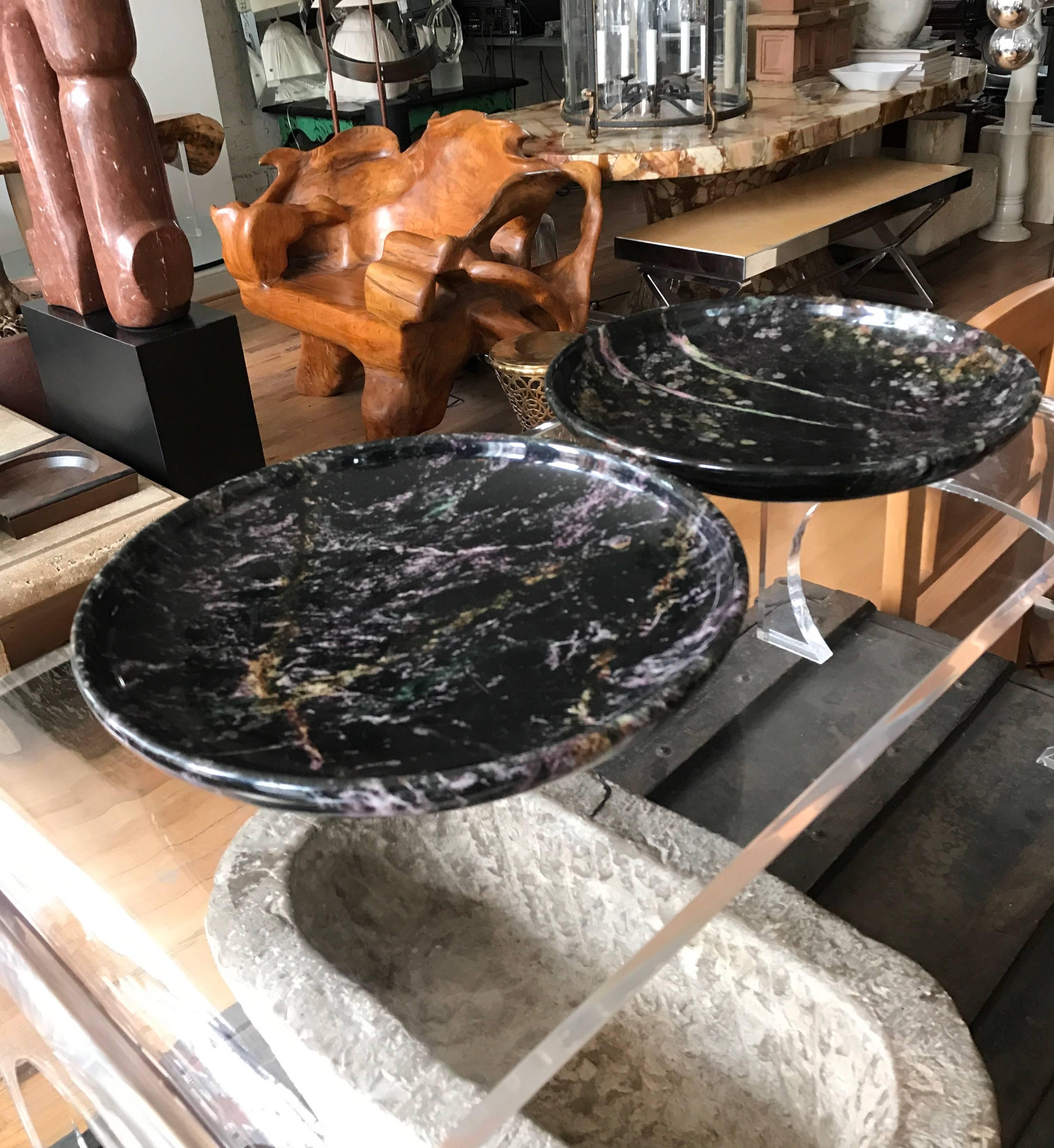 Pair of Black Marble Italian Centerpiece Bowls by Up & Up 3