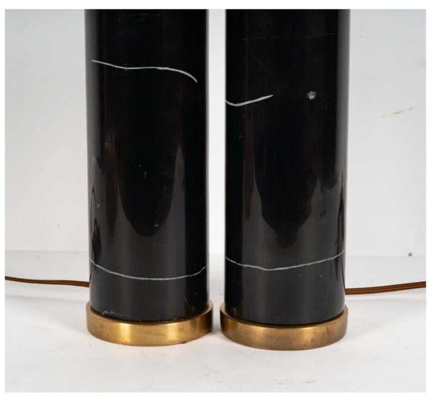 Modern Pair Black Marble Lamps For Sale