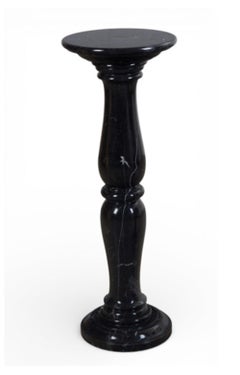 Pair Black Marble Pedestals
