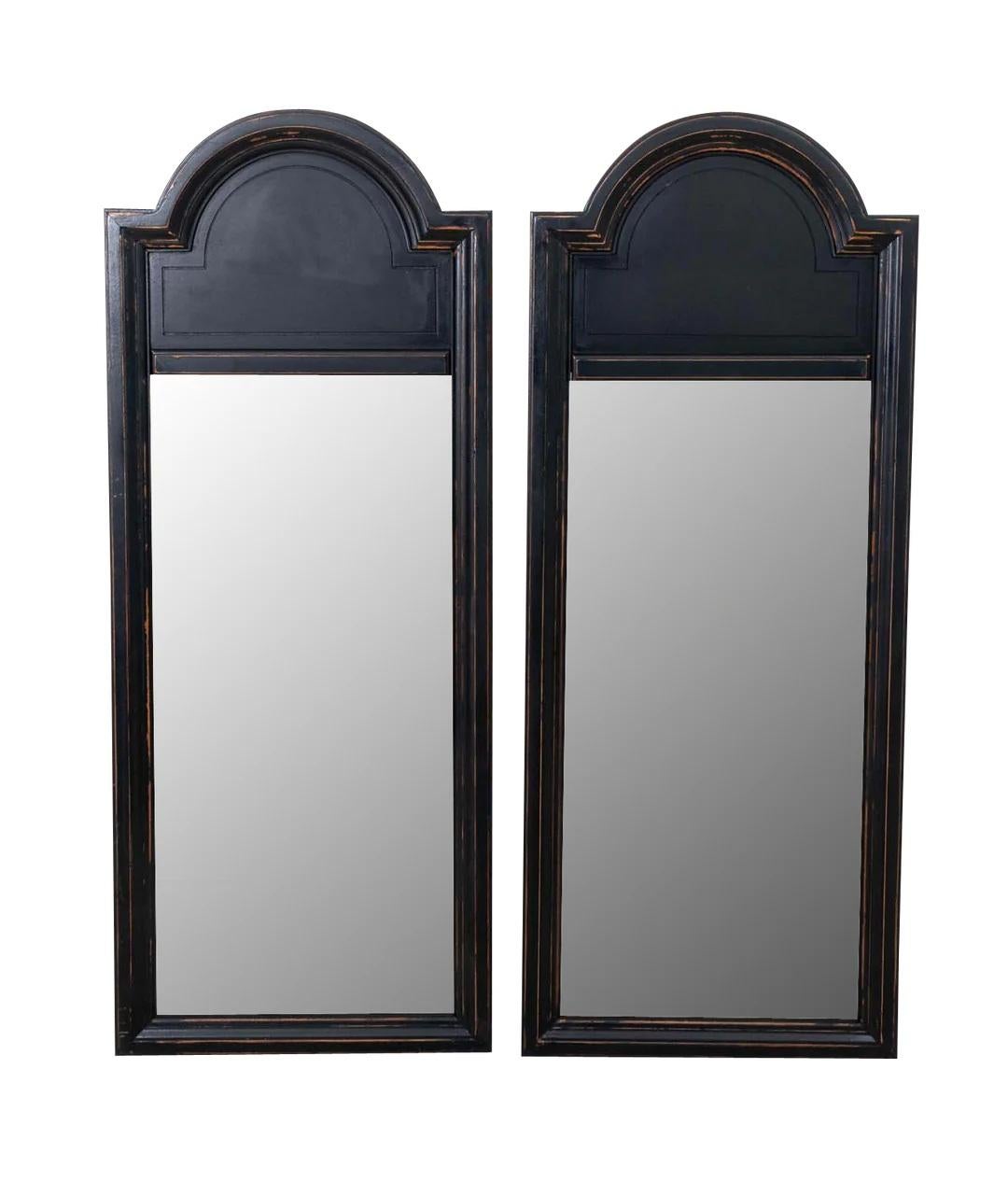Paire de miroirs noirs du milieu du siècle en vente 2
