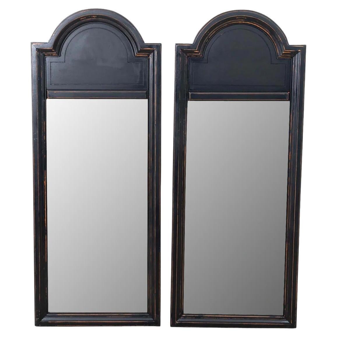 Pair Black Mid Century Mirrors