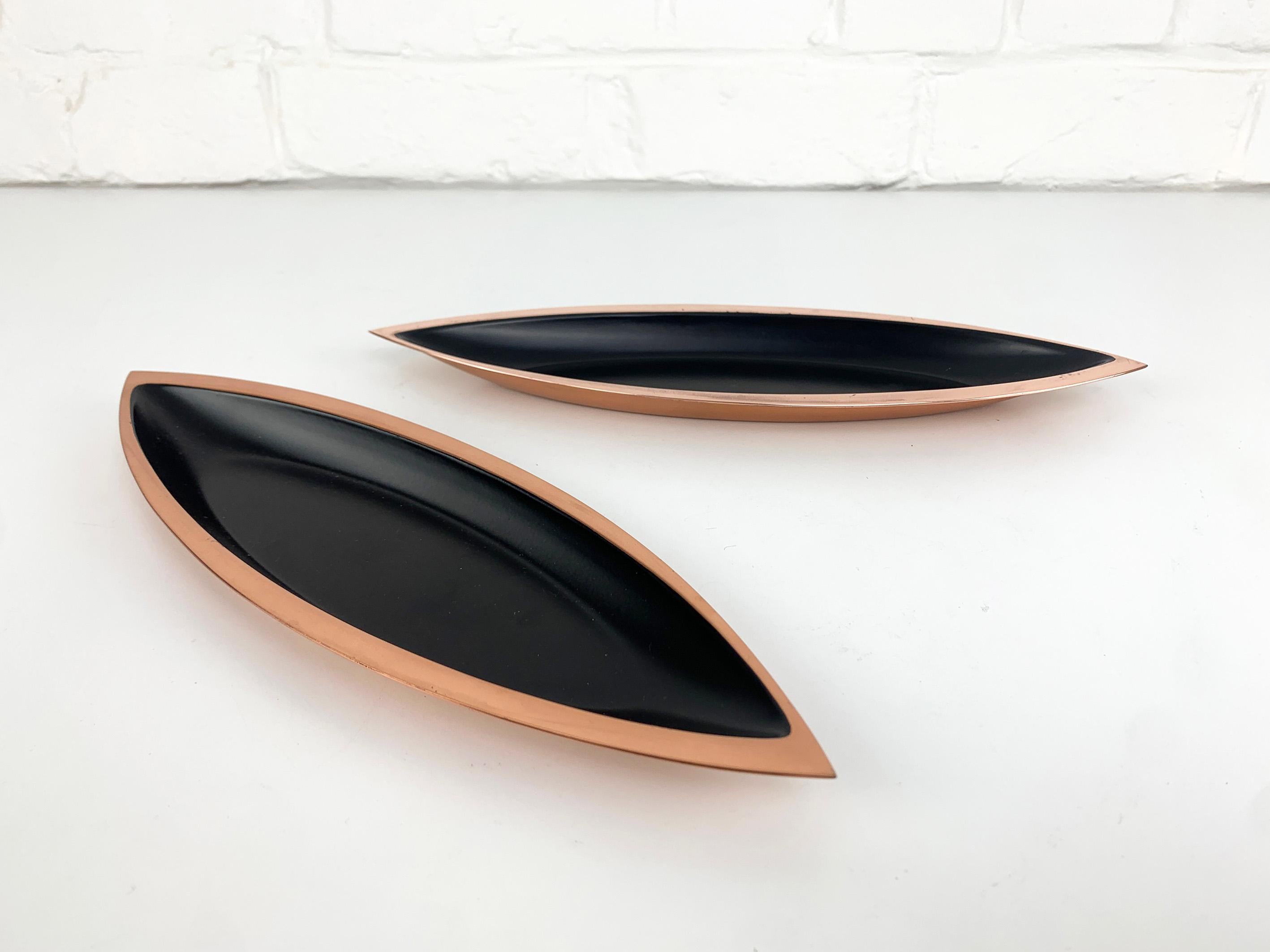 Swedish Pair Black Modernist Bowls in Copper by Gunnar Ander Ystad Metall Sweden  For Sale
