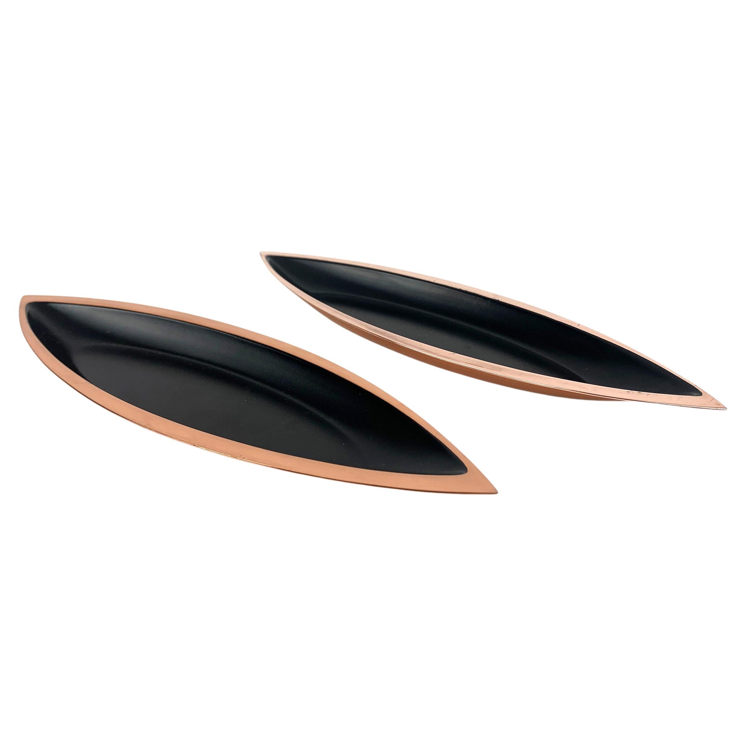 Pair Black Modernist Bowls in Copper by Gunnar Ander Ystad Metall Sweden 