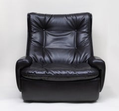 Pair Black Orchidee Lounge Chairs by Michel Cadestin for Airborne France