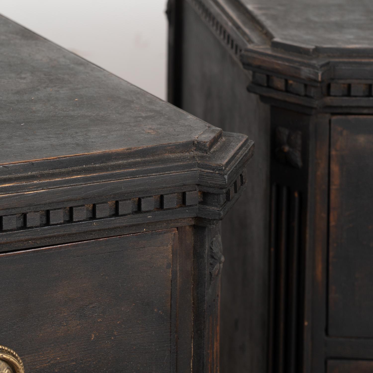 Pair, Black Painted Chest of Drawers, Sweden circa 1860-80 4