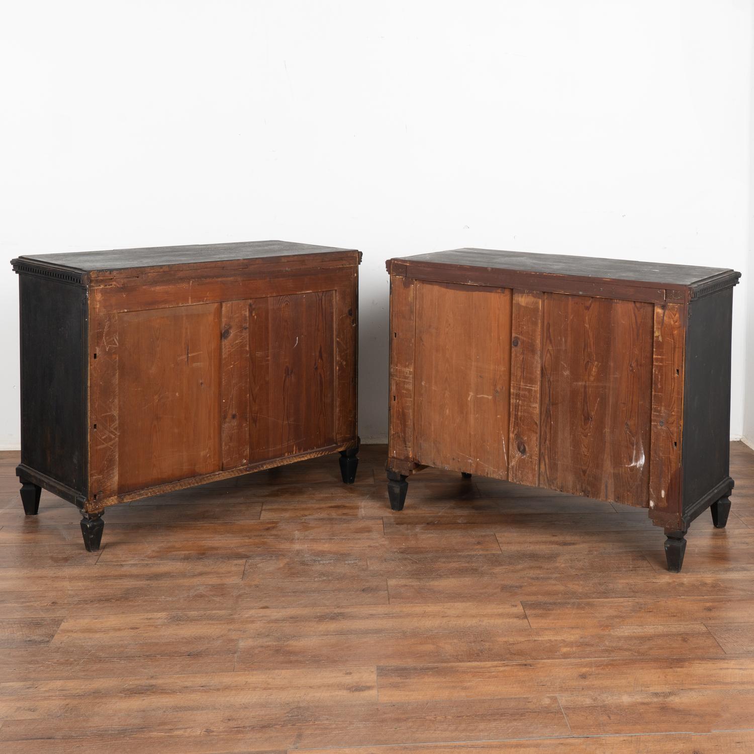 Pair, Black Painted Chest of Drawers, Sweden circa 1860-80 6