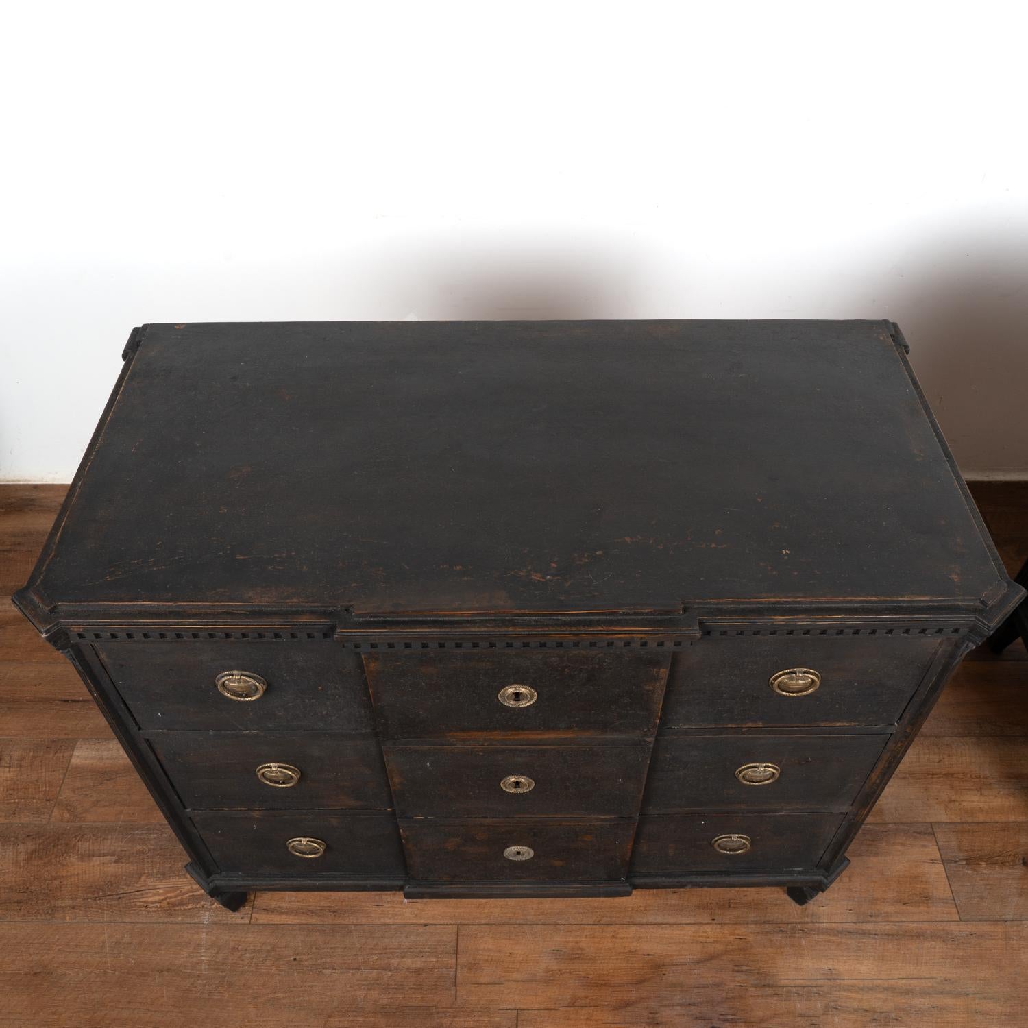 Pair, Black Painted Chest of Drawers, Sweden circa 1860-80 In Good Condition In Round Top, TX