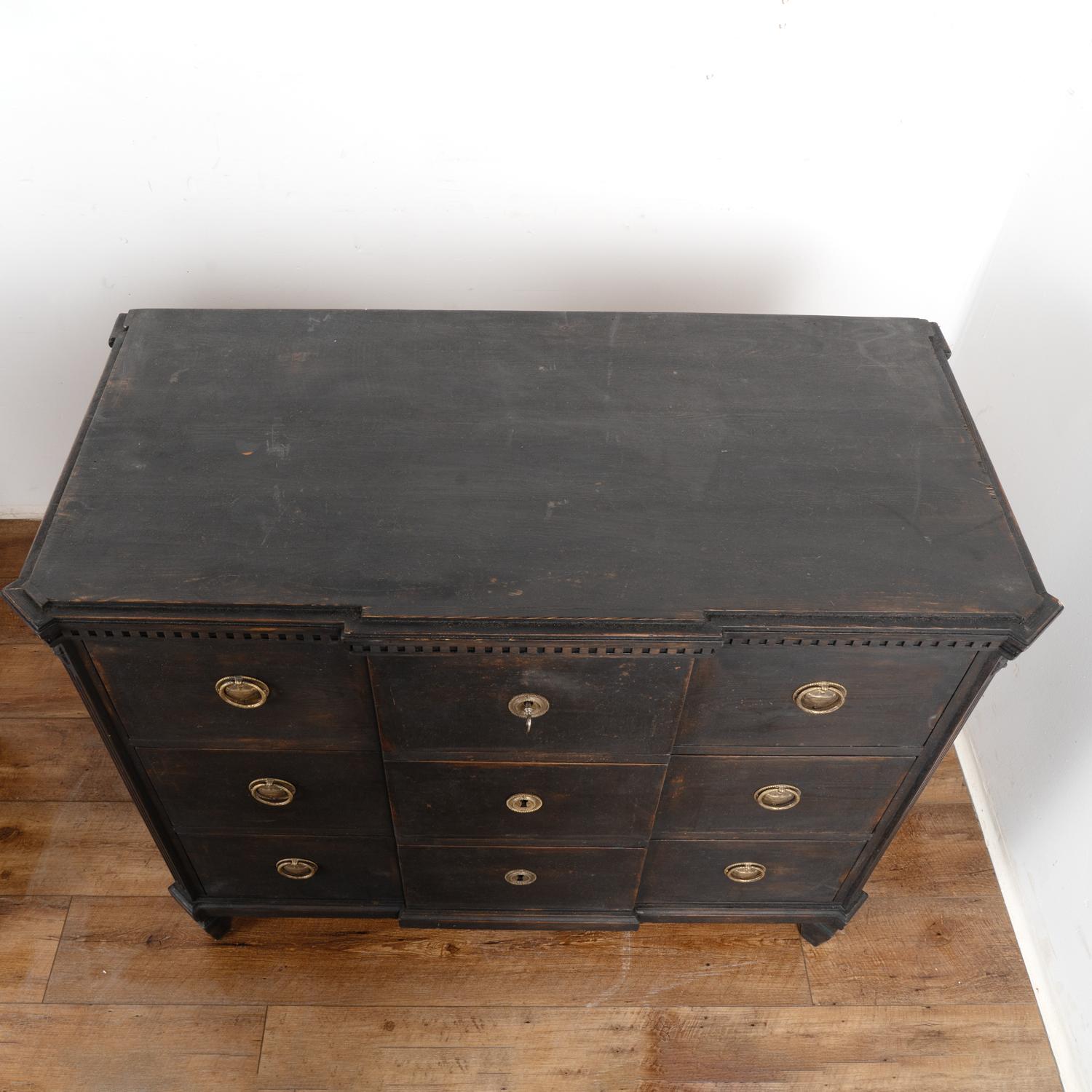 19th Century Pair, Black Painted Chest of Drawers, Sweden circa 1860-80