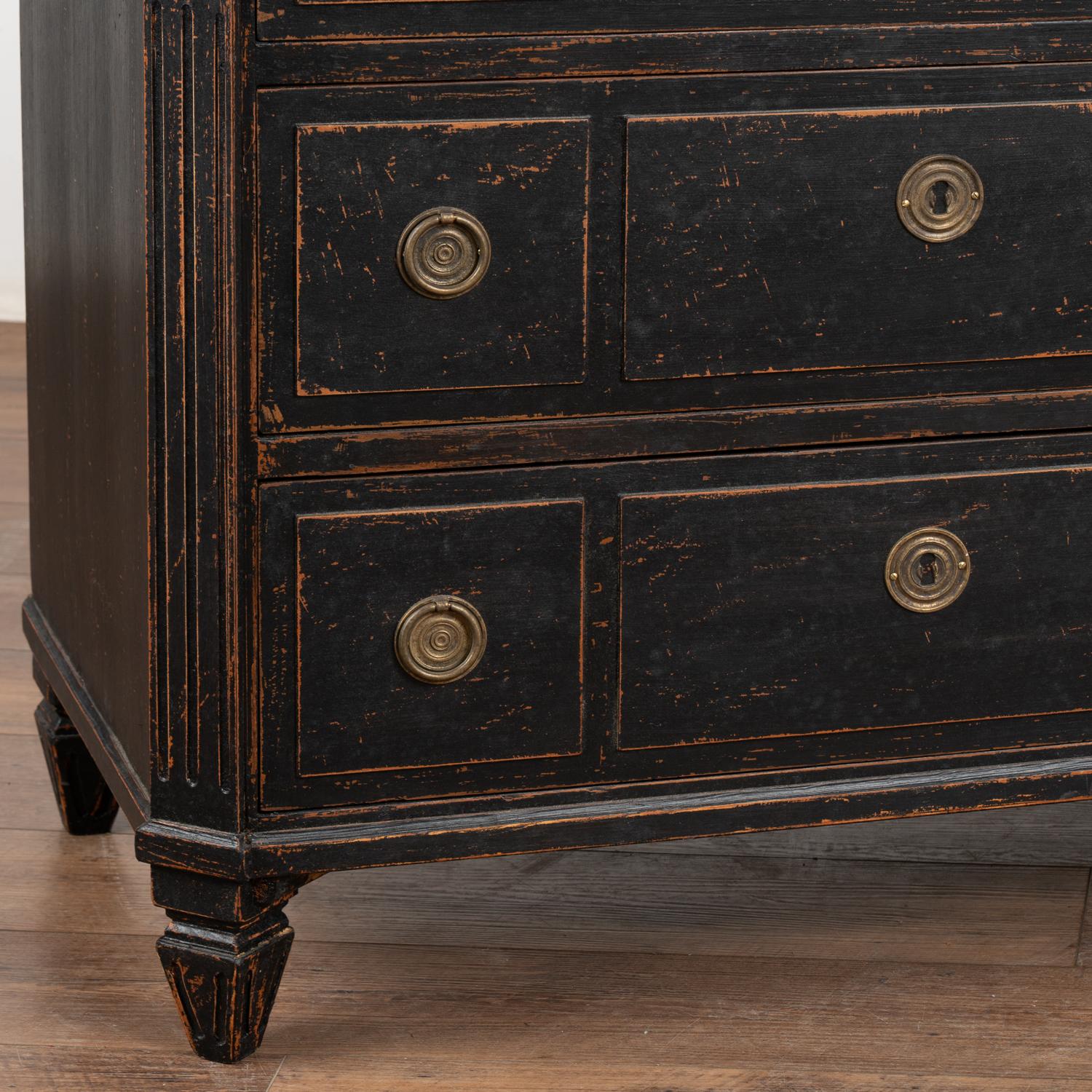 Pair, Black Painted Chest of Three Drawers, Sweden circa 1860-90 For Sale 6