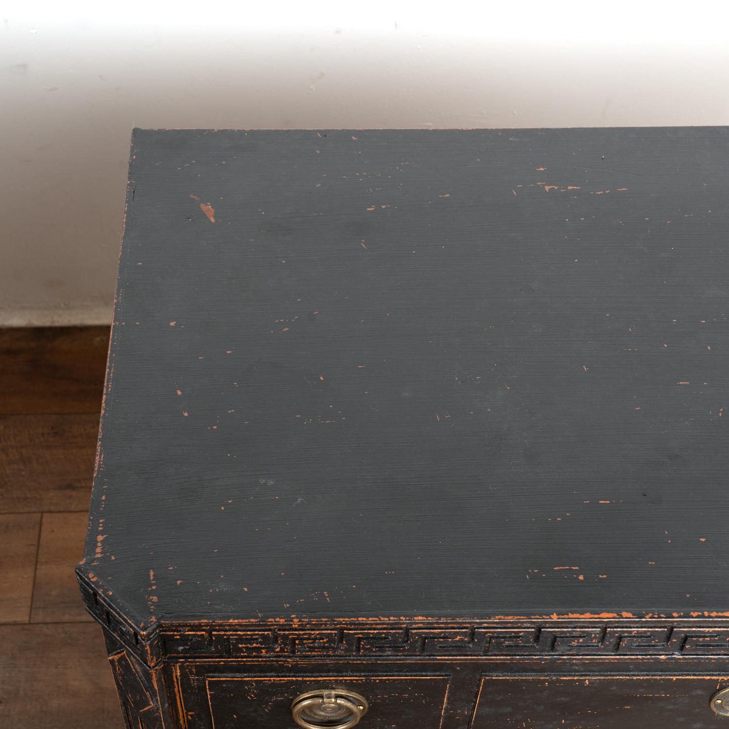 19th Century Pair, Black Painted Chest of Three Drawers, Sweden circa 1860-90 For Sale