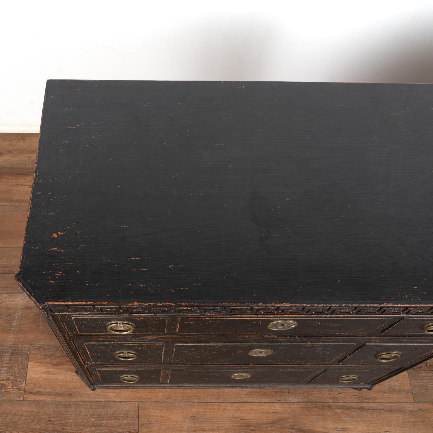 Pair, Black Painted Chest of Three Drawers, Sweden circa 1860-90 For Sale 1
