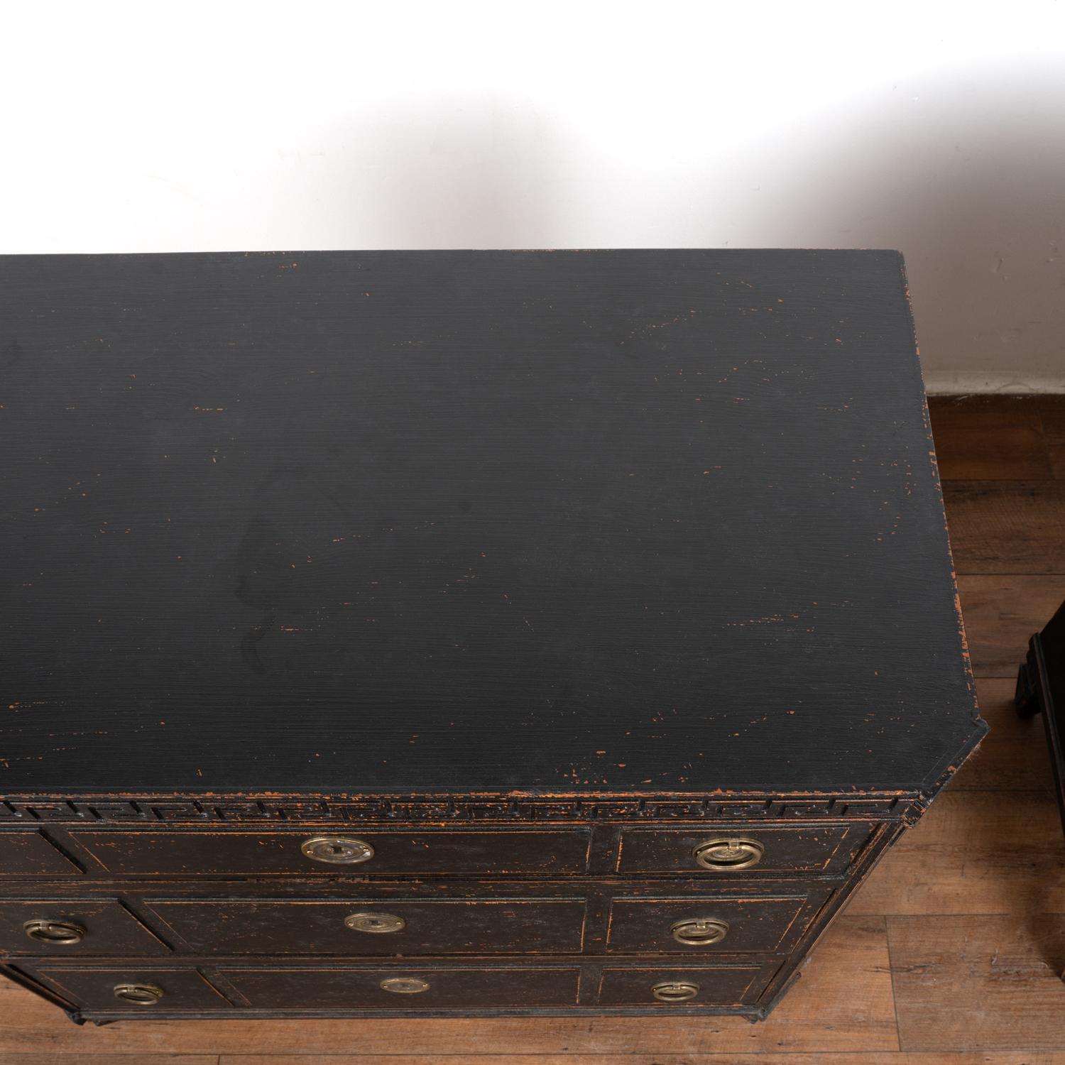 Pair, Black Painted Chest of Three Drawers, Sweden circa 1860-90 For Sale 2