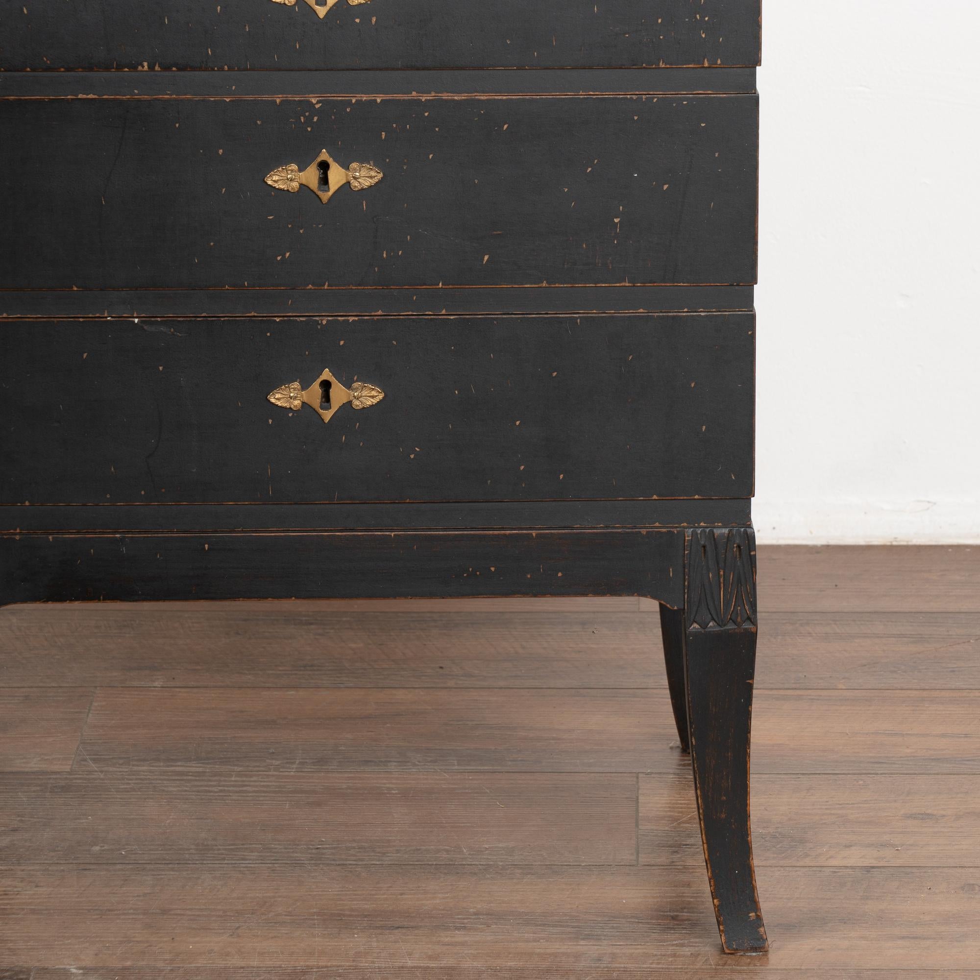 Pair, Black Painted Pine Chest of Drawers or Nightstands, Sweden circa 1940-60 2