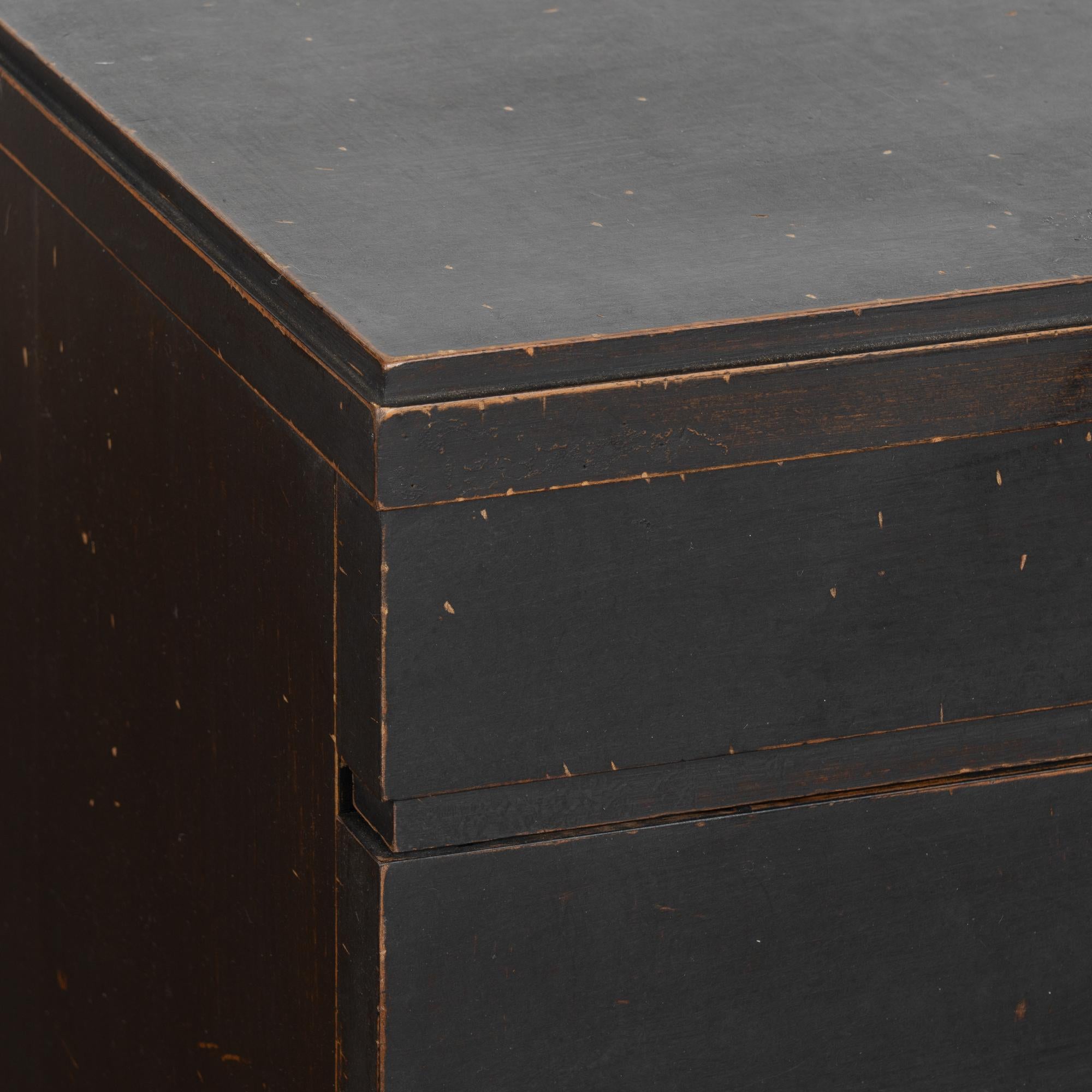 Pair, Black Painted Pine Chest of Drawers or Nightstands, Sweden circa 1940-60 3