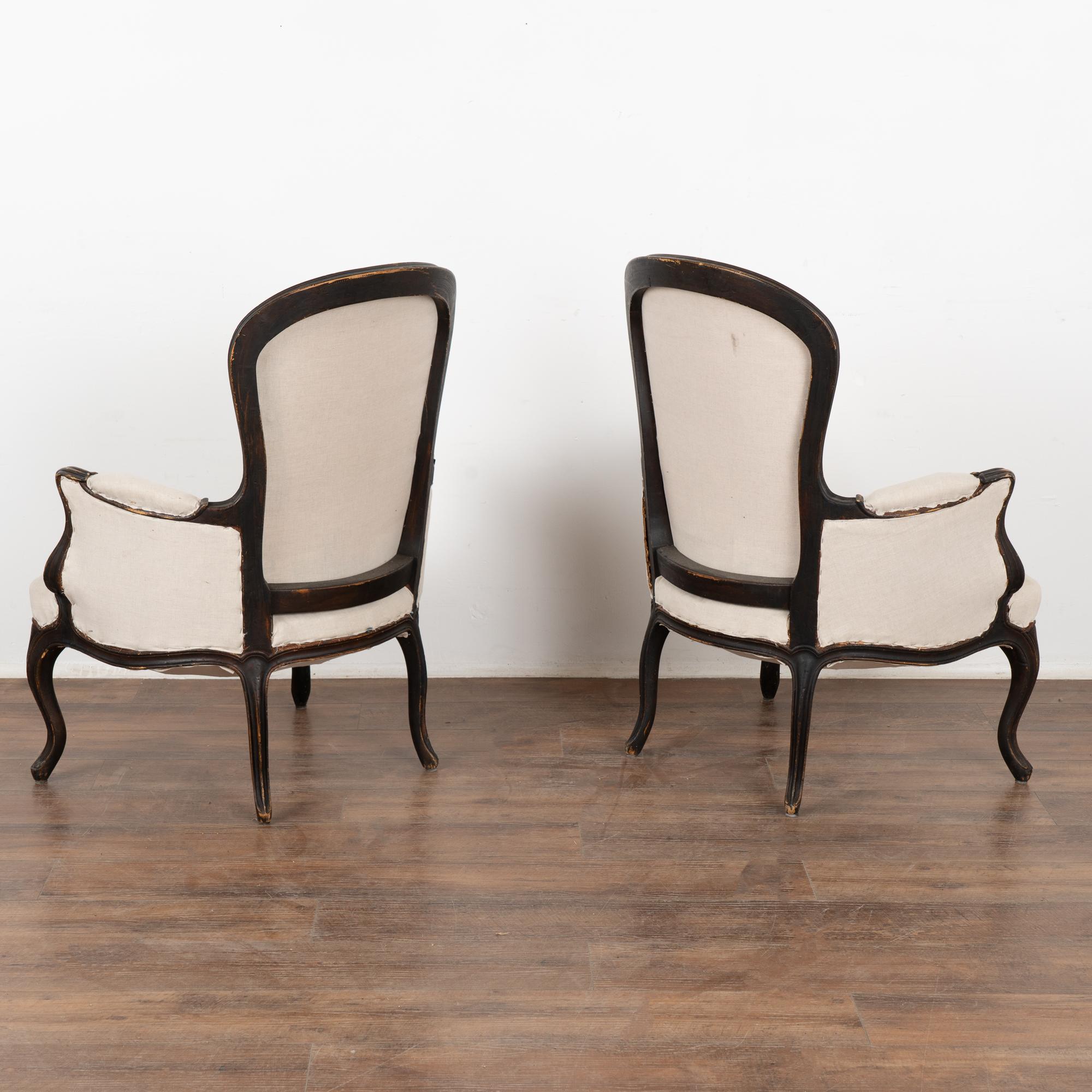 Pair, Black Painted Swedish Arm Chairs, circa 1890 For Sale 4