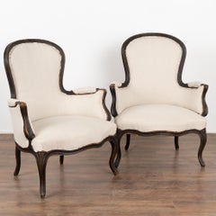 Pair, Black Painted Swedish Arm Chairs, circa 1890