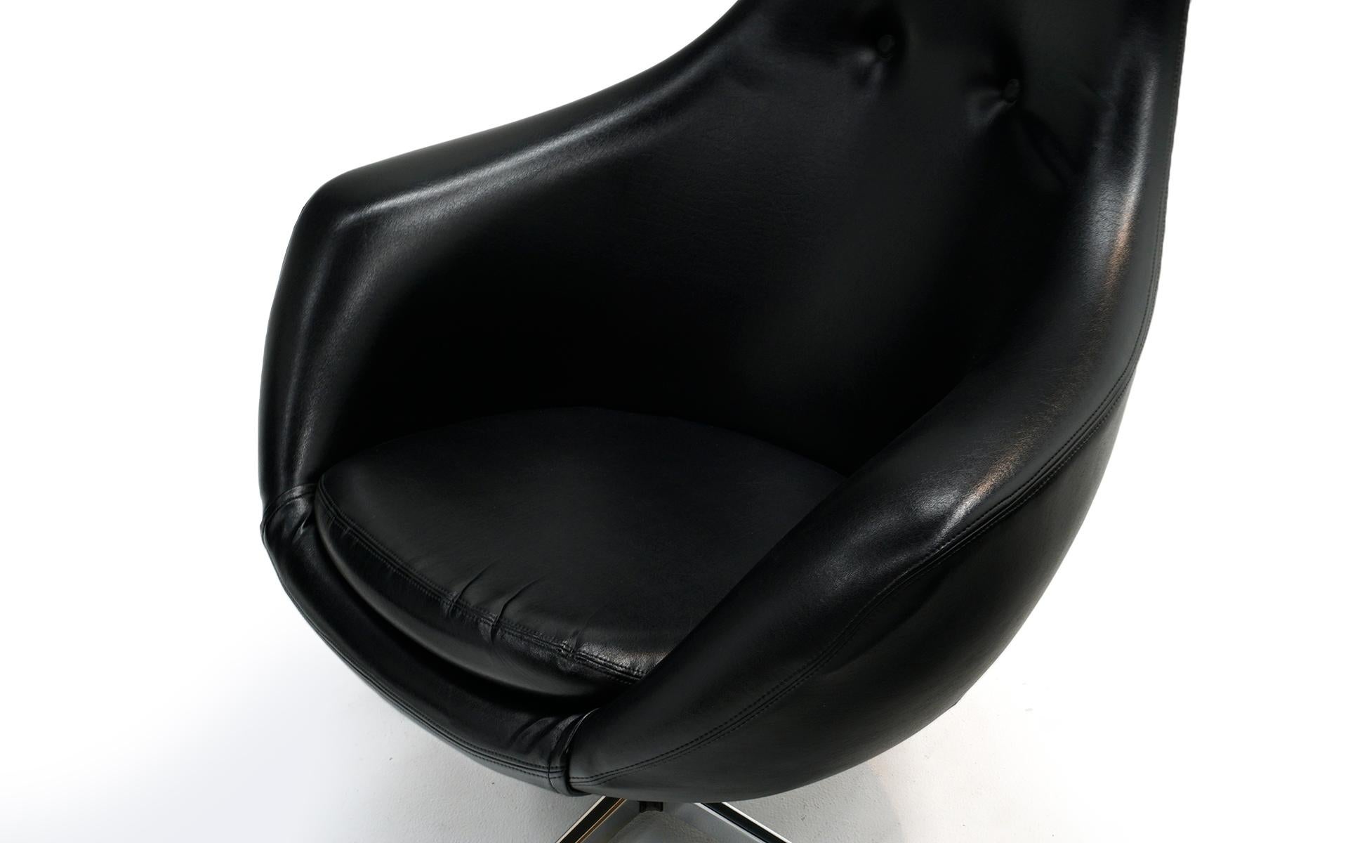 Canadian Black Swivel Chairs by Overman, One High Back, One Standard, Ready to Use, Pair