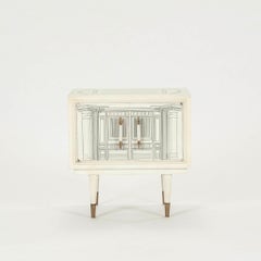 Pair 1960s Italian Black White Surrealist Architectural Nightstands