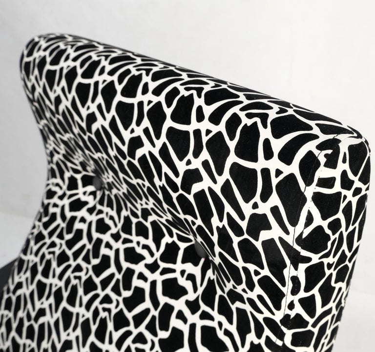 Mid-Century Modern Pair Black & White Pattern Fabric Italian Mid Century Modern Lounge Chairs Mint For Sale