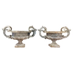 Pair Blanc Iron Jardinieres, Large, 19th Century