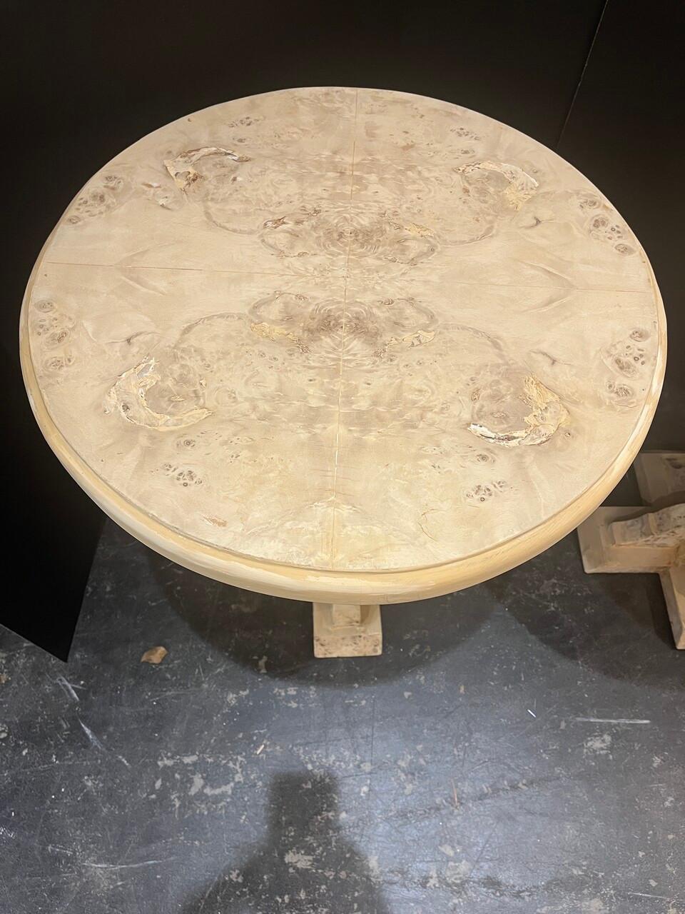 American Pair Bleached Burl Art Deco Style Side Tables