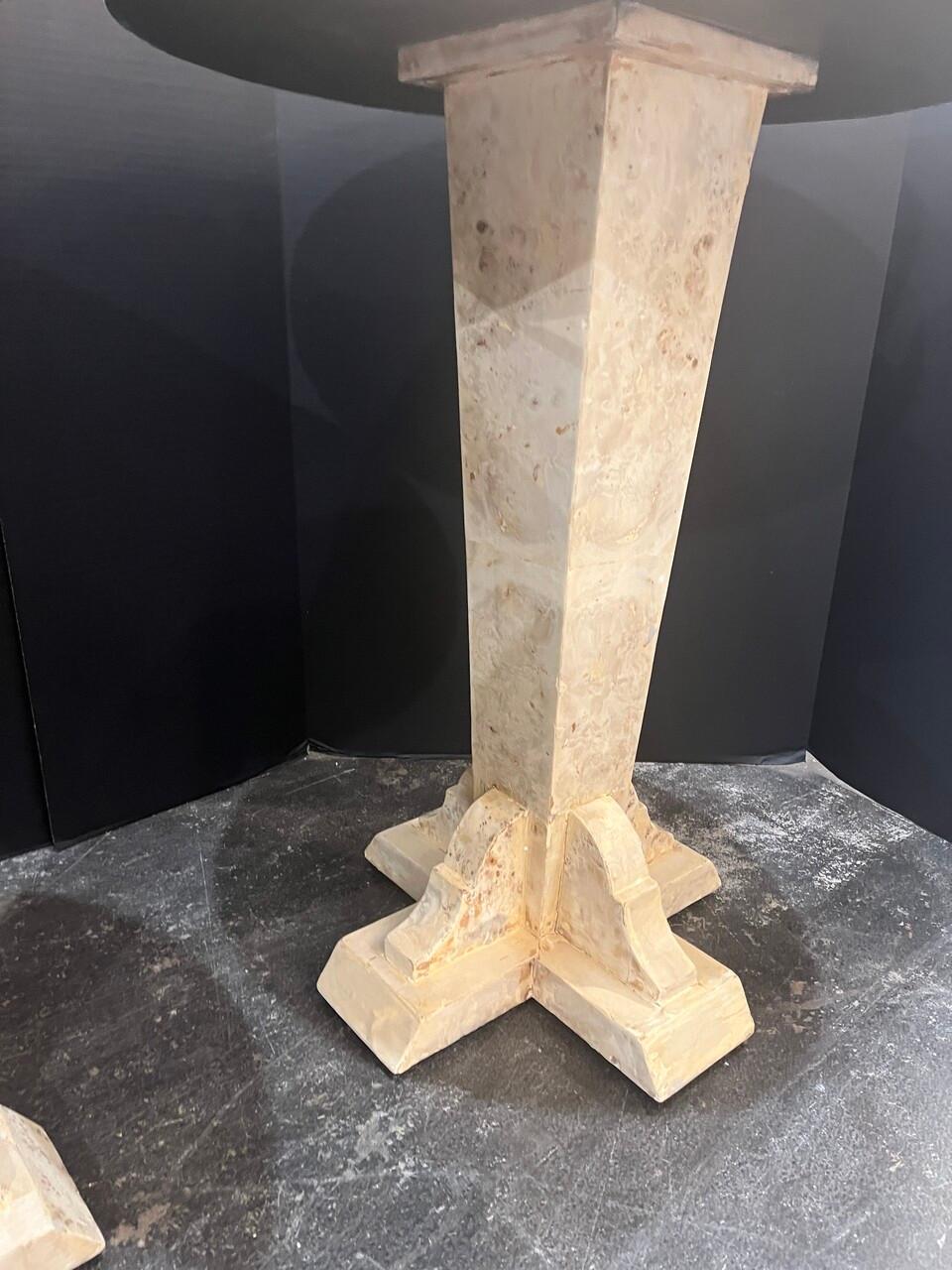 Wood Pair Bleached Burl Art Deco Style Side Tables