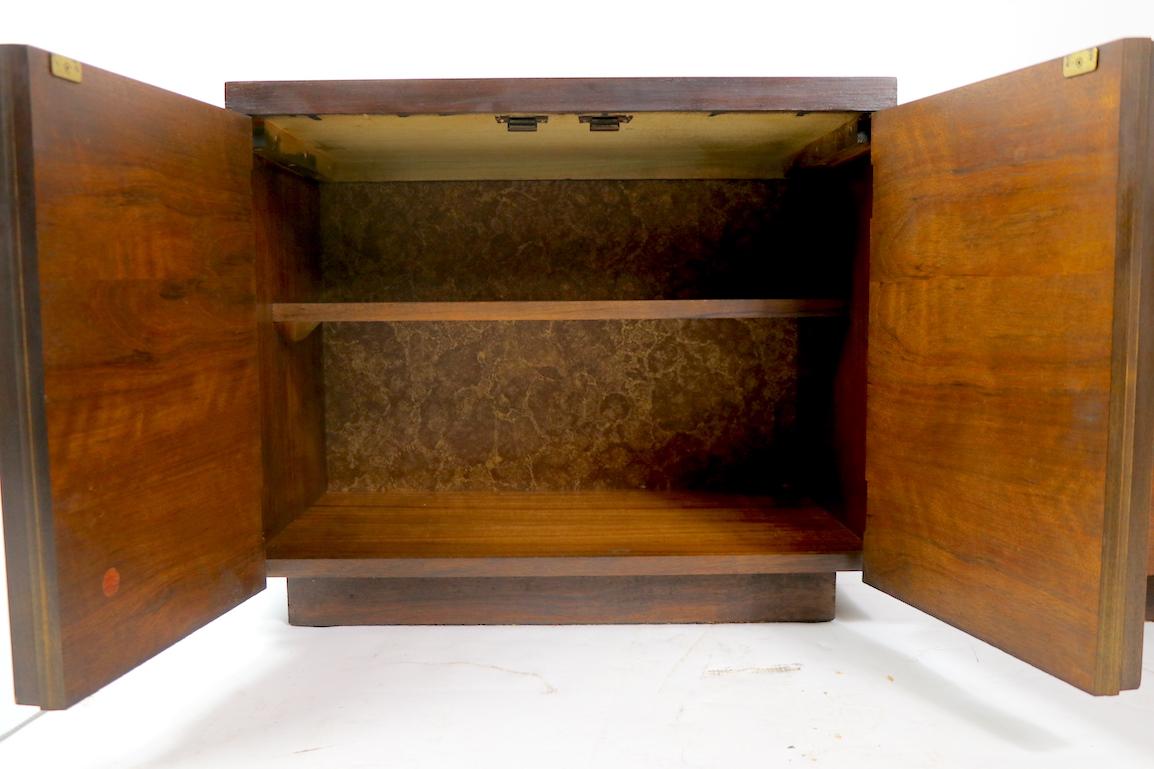 20th Century Pair of Block Front Brutalist Nightstands by Lane