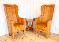 Pareja de sillones de corderito Sillones rústicos de granja Wingback Fireside Vintage