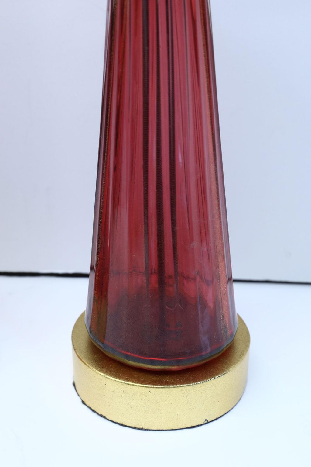 Italian Pair of Blown Glass Murano Table Lamps