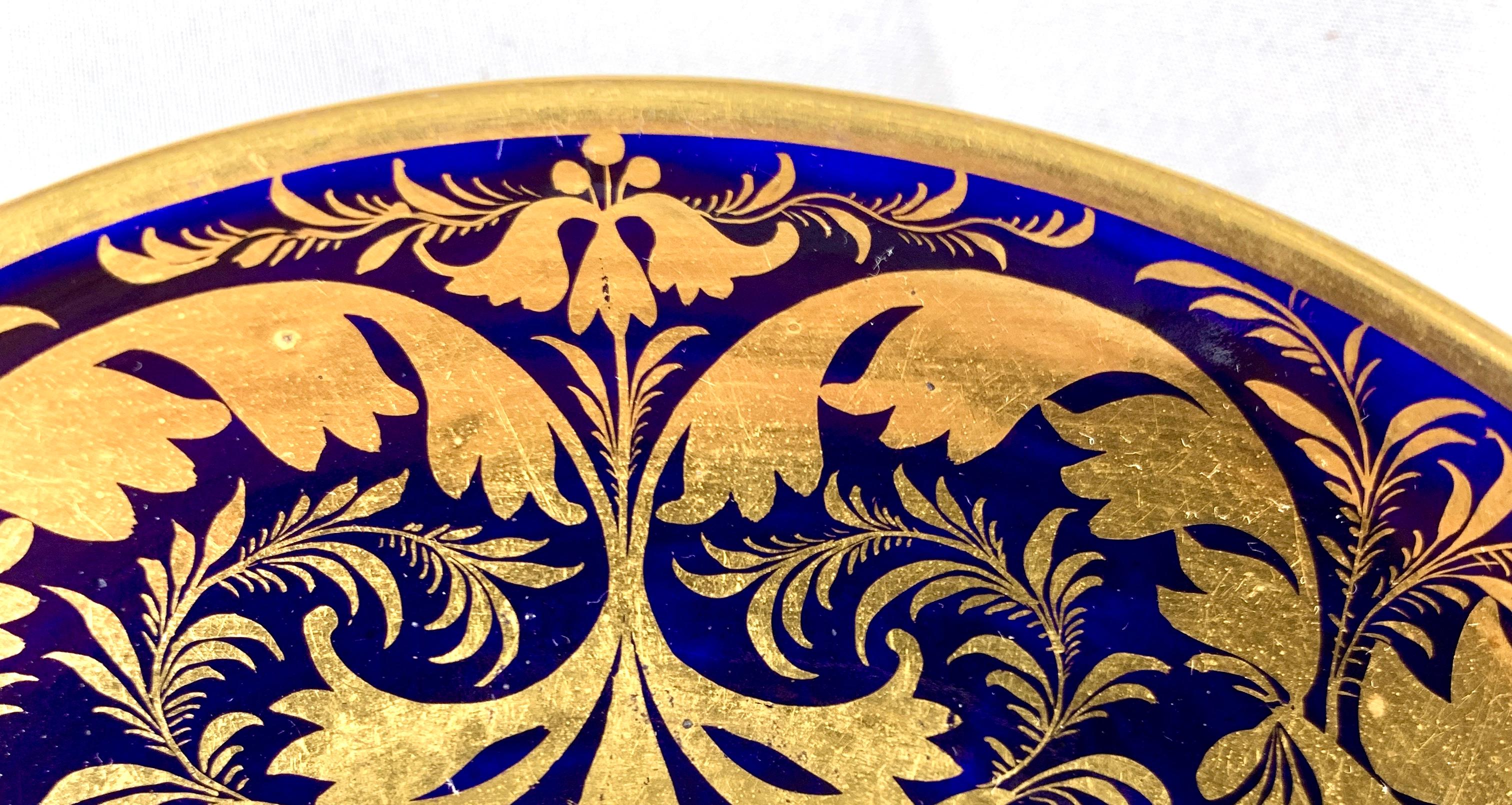 Regency Coppia di piattini Derby blu e oro Inghilterra CIRCA 1820 in vendita