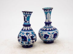 Pair Blue and Turquoise Iznik Vases, Late 19th Century