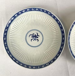 Pair Antique Porcelain Saucers Blue and White Dr. Wall Worcester
