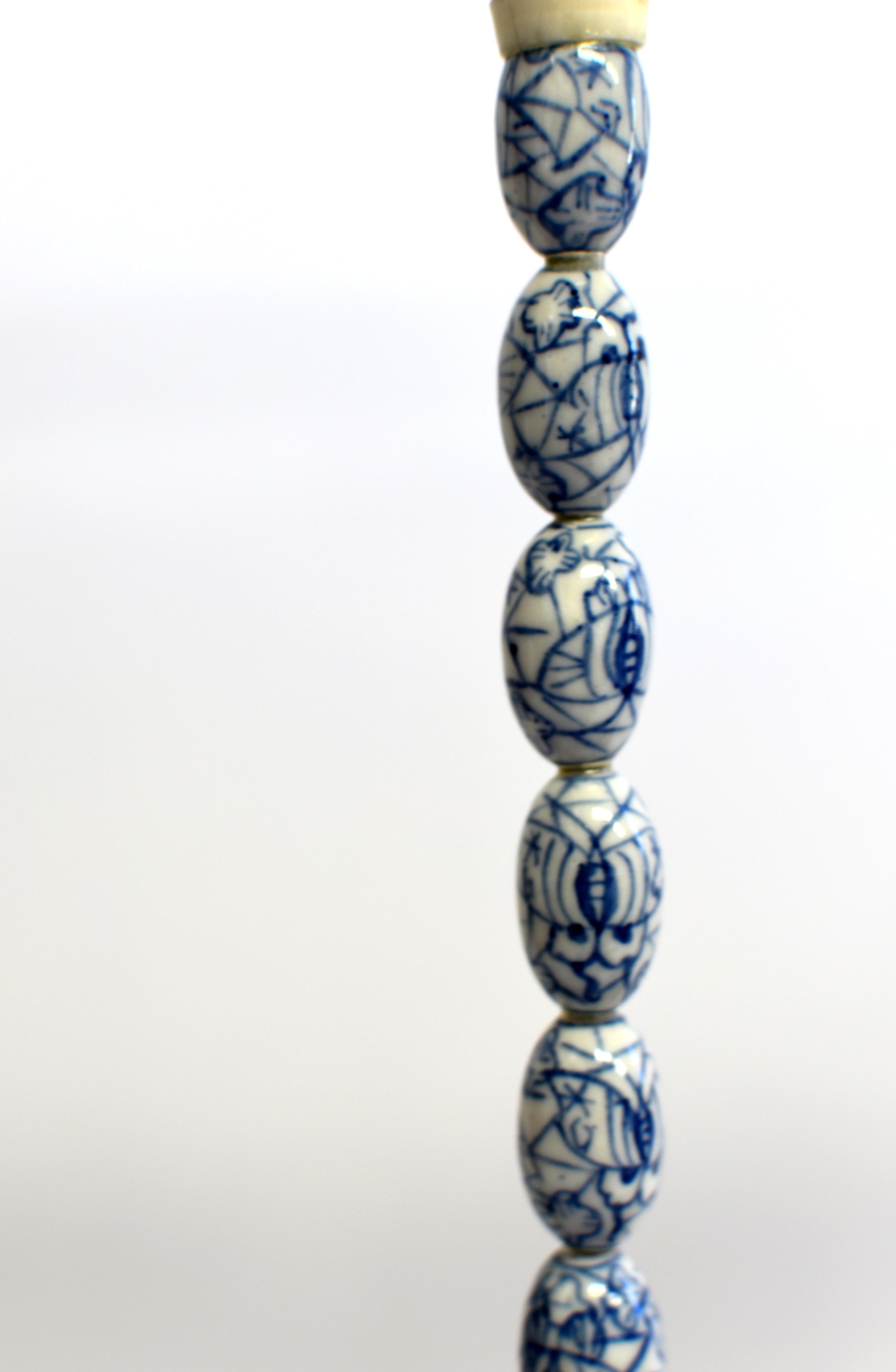 Chinese Pair Blue and White Calligraphy Brushes For Sale