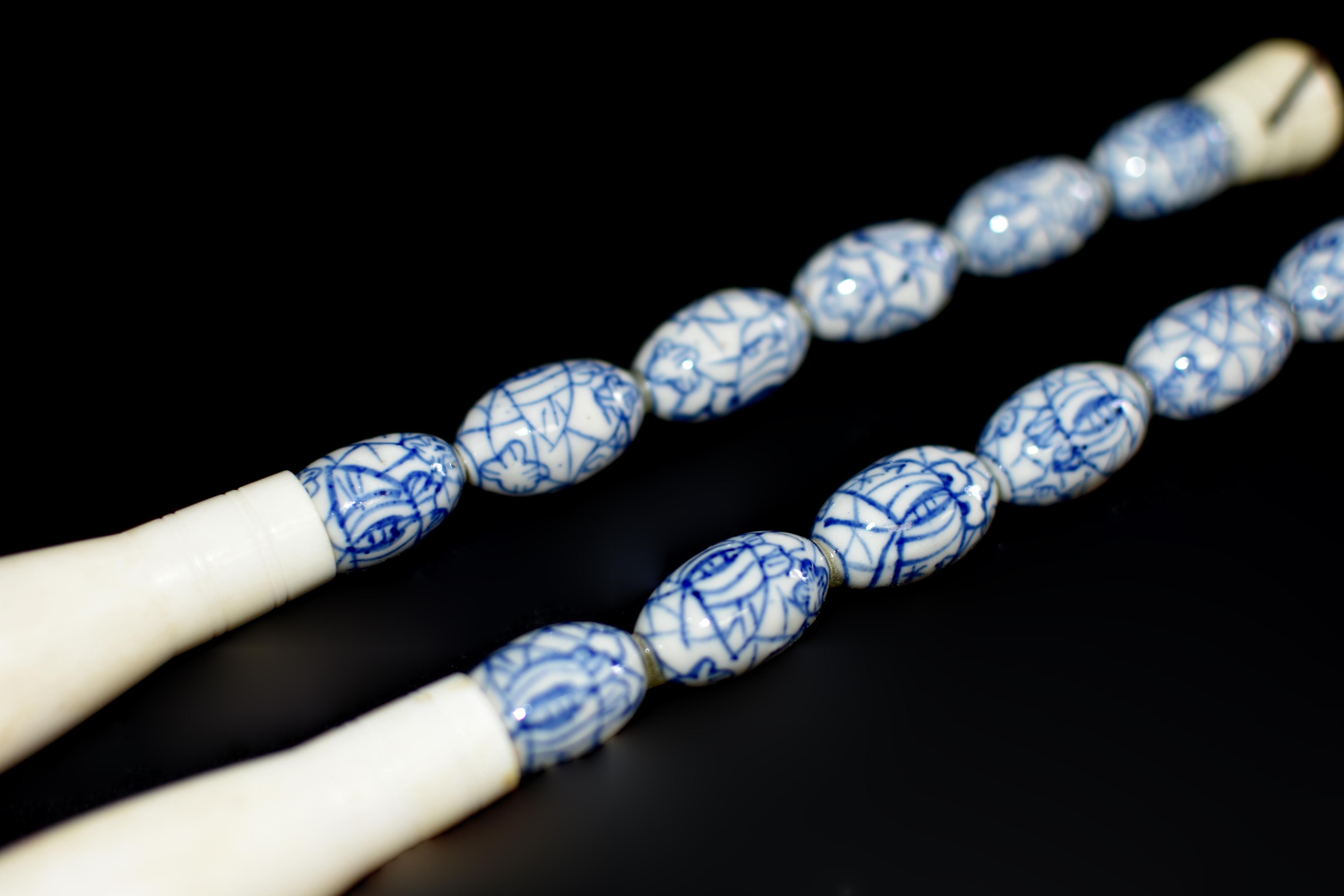 Pair Blue and White Calligraphy Brushes For Sale 2