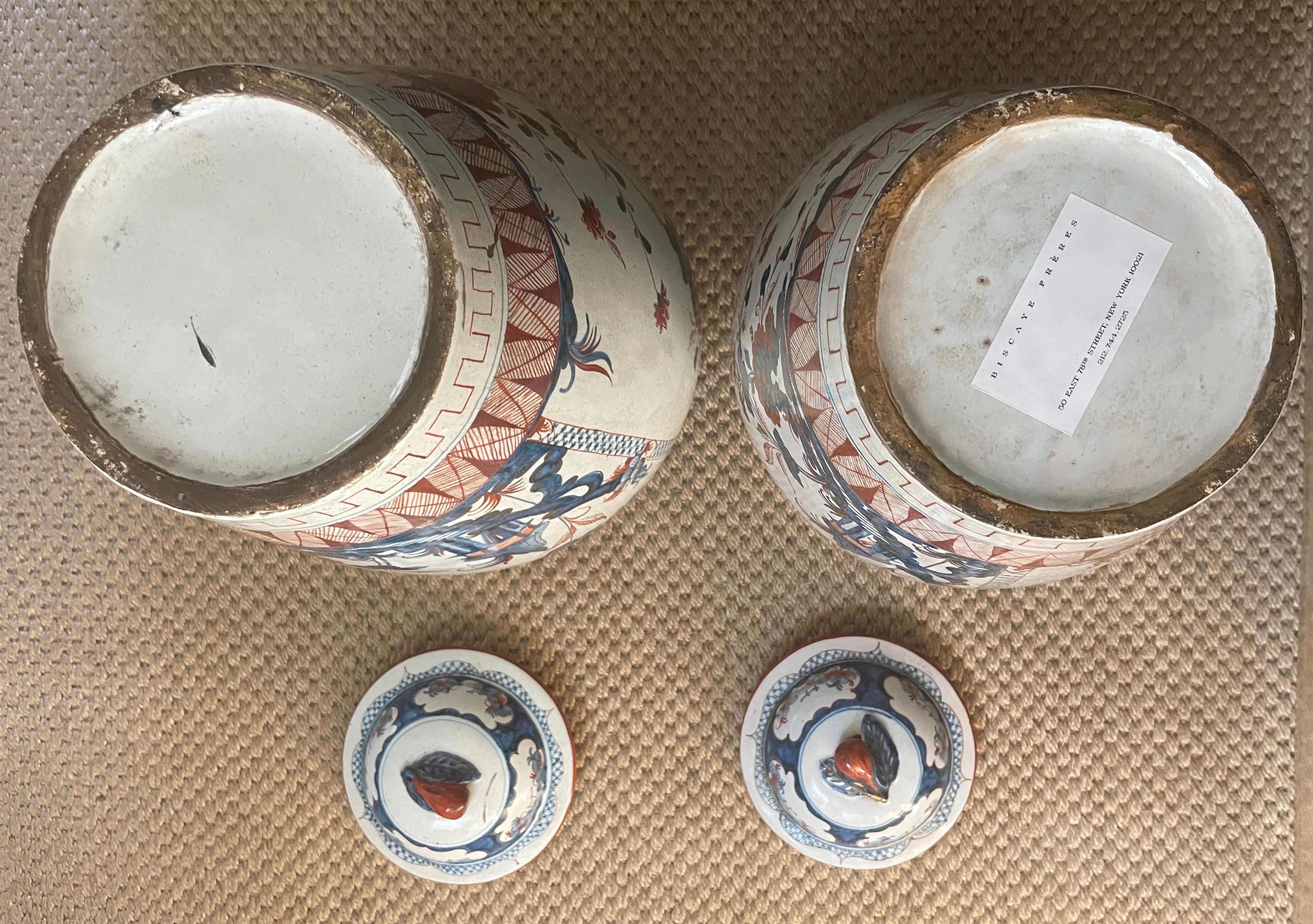 Pair Blue and White Chinoserie Faiance Vases.  For Sale 5