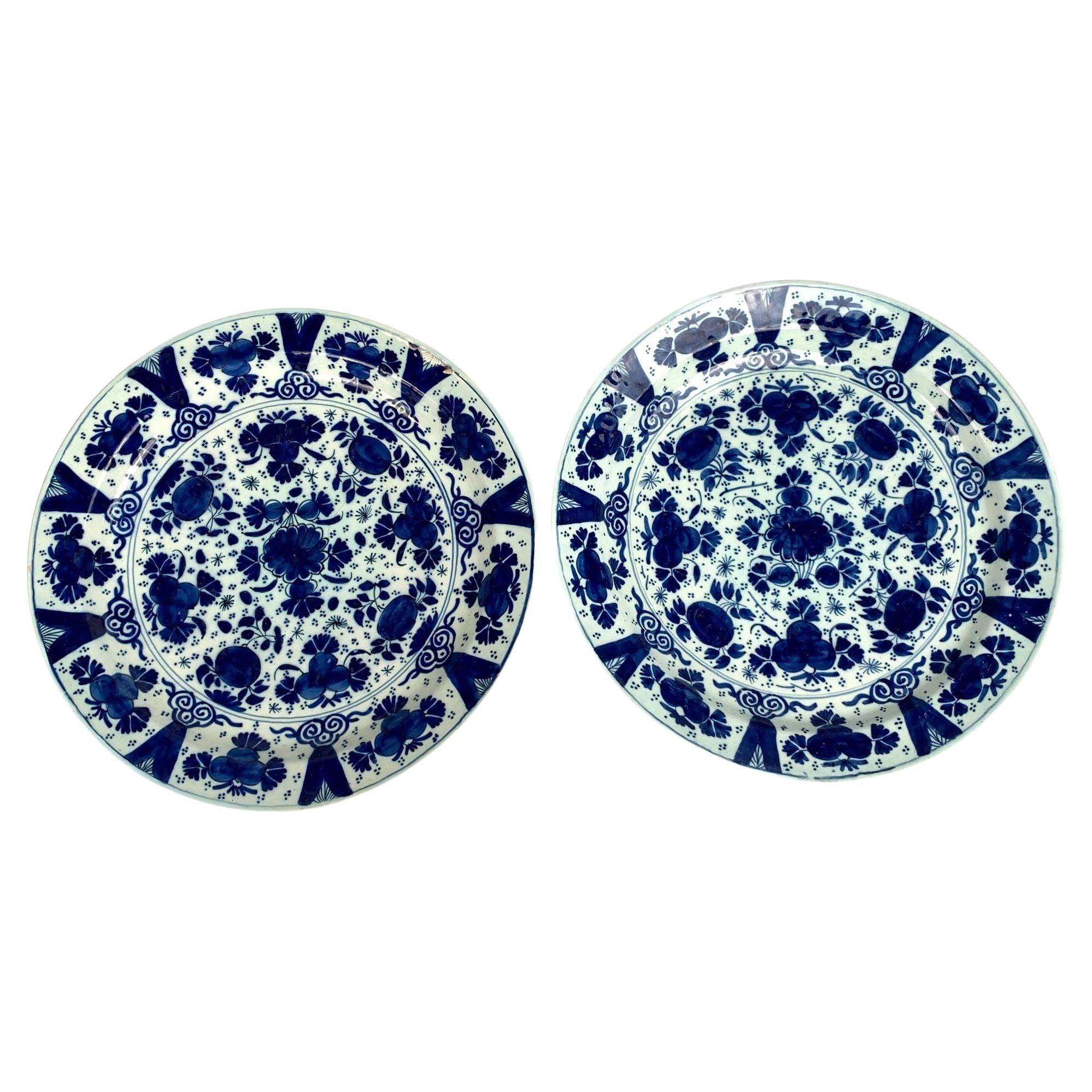 Pair Blue and White Delft Chargers, 18th Century, circa 1770