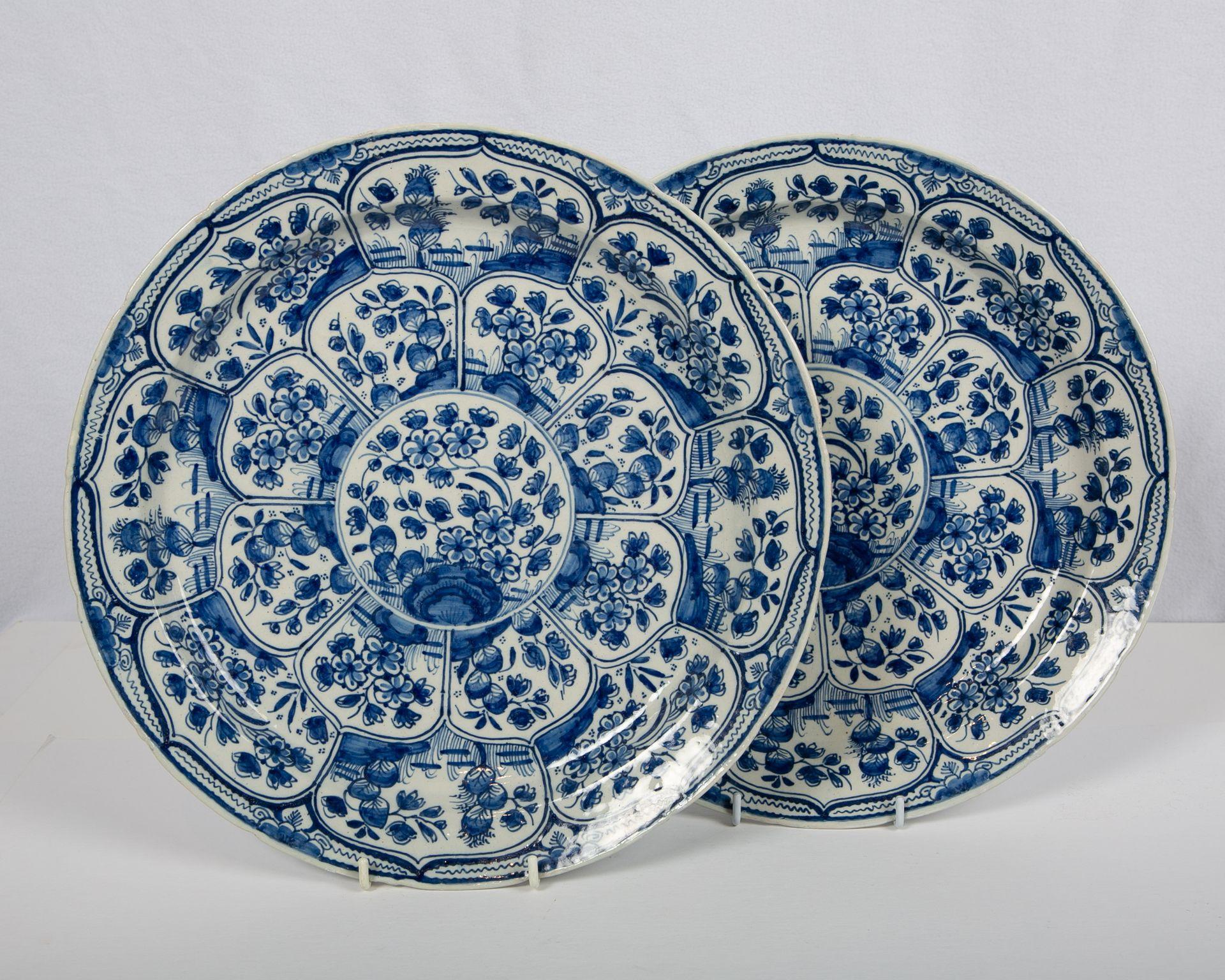 Rococo Pair of Blue and White Delft Chargers 18th Century Made by De Witte Starre