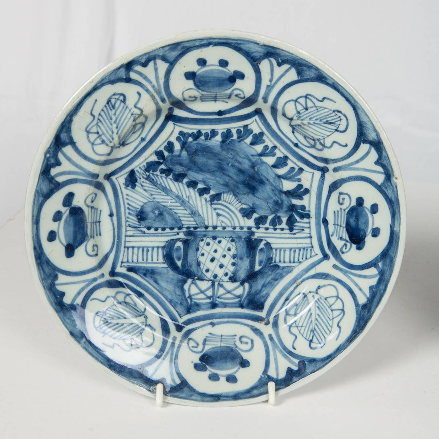 blue antique dishes