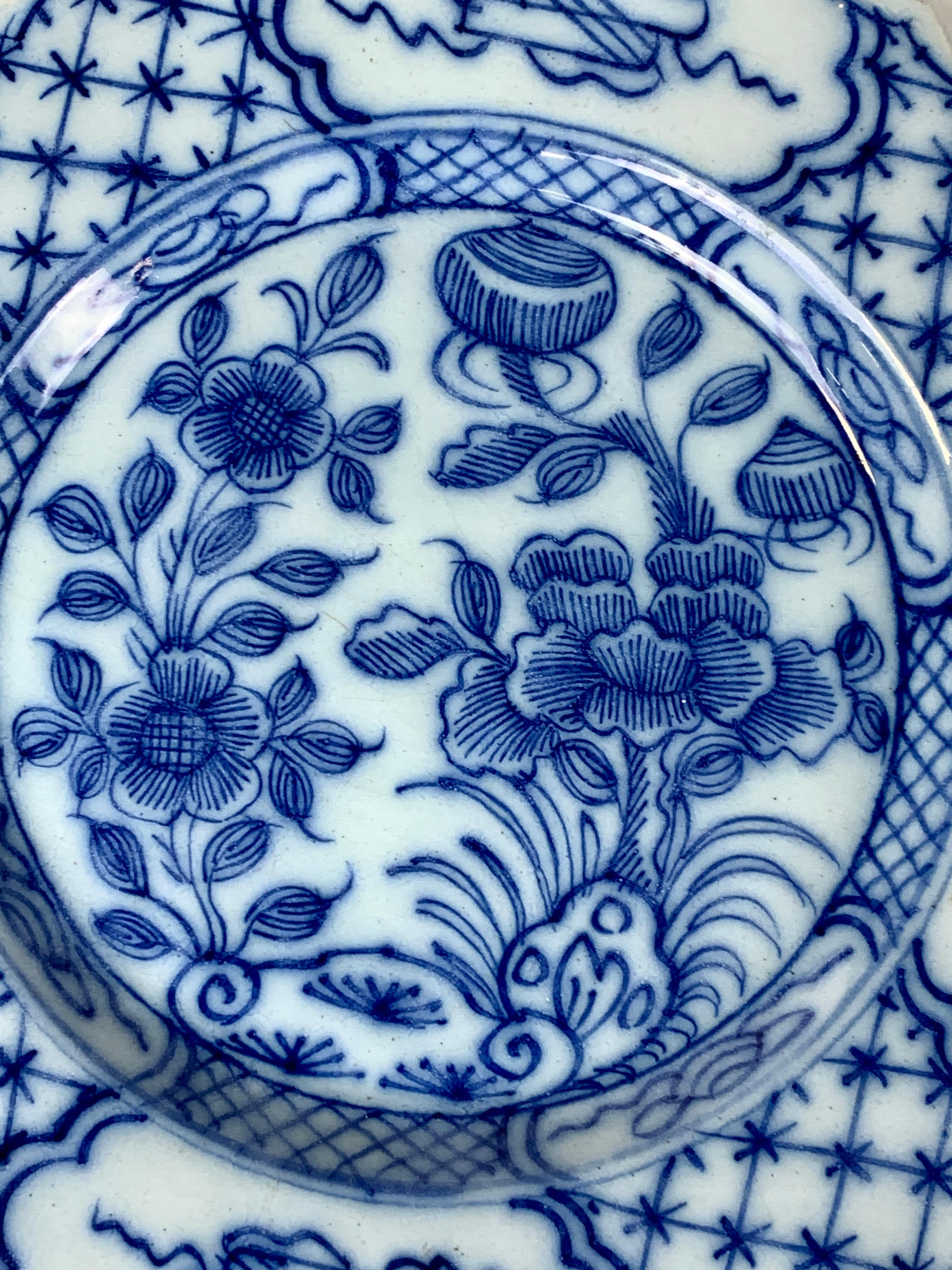 Dutch Pair Blue and White Delft Dishes Hand-Painted, Circa 1780