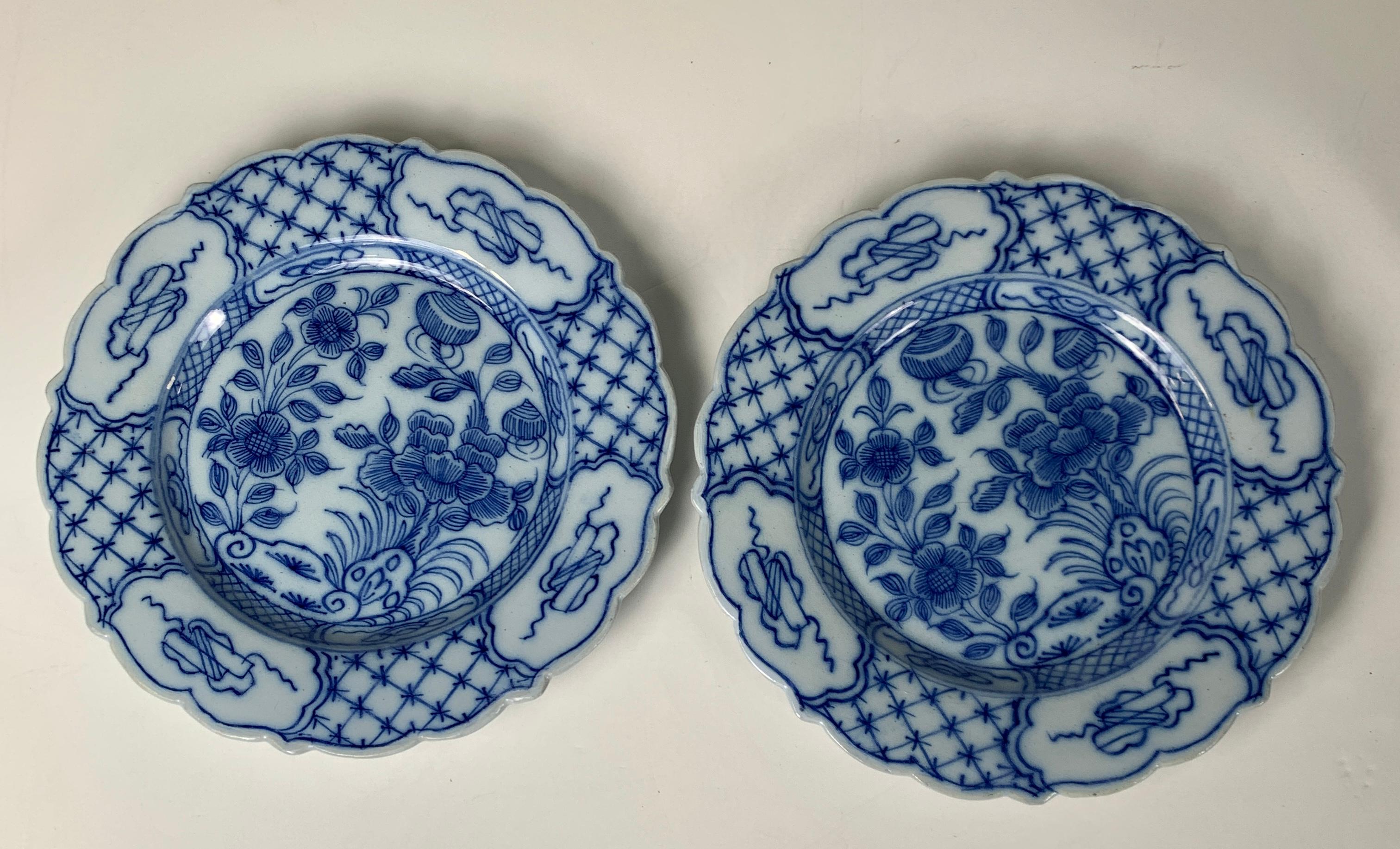 Pair Blue and White Delft Dishes Hand-Painted, Circa 1780 1