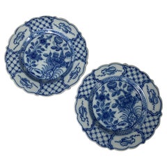 Pair Blue and White Delft Dishes Hand-Painted, Circa 1780